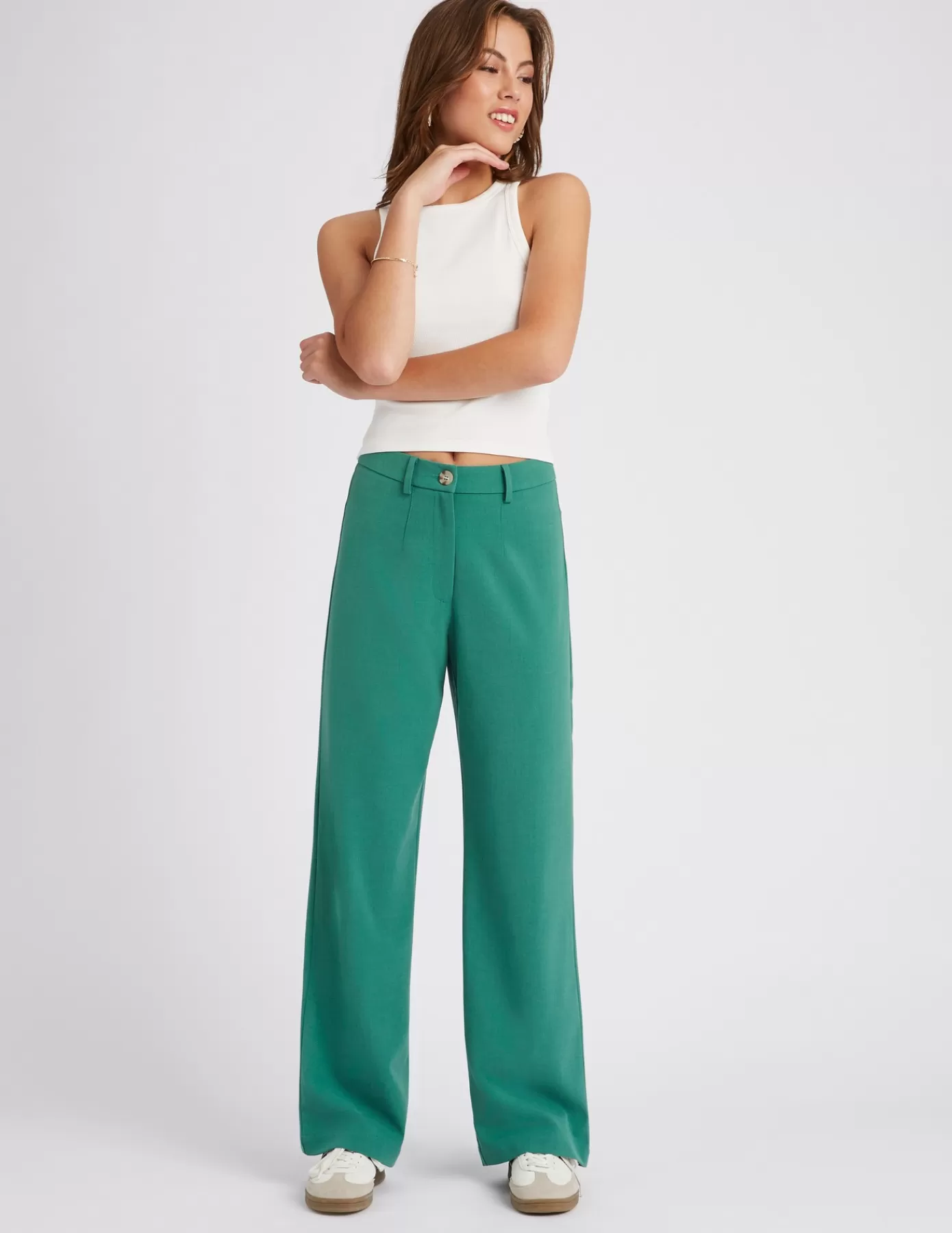 Flash Sale BZB Pantalon tailleur polyester recyclé Vert