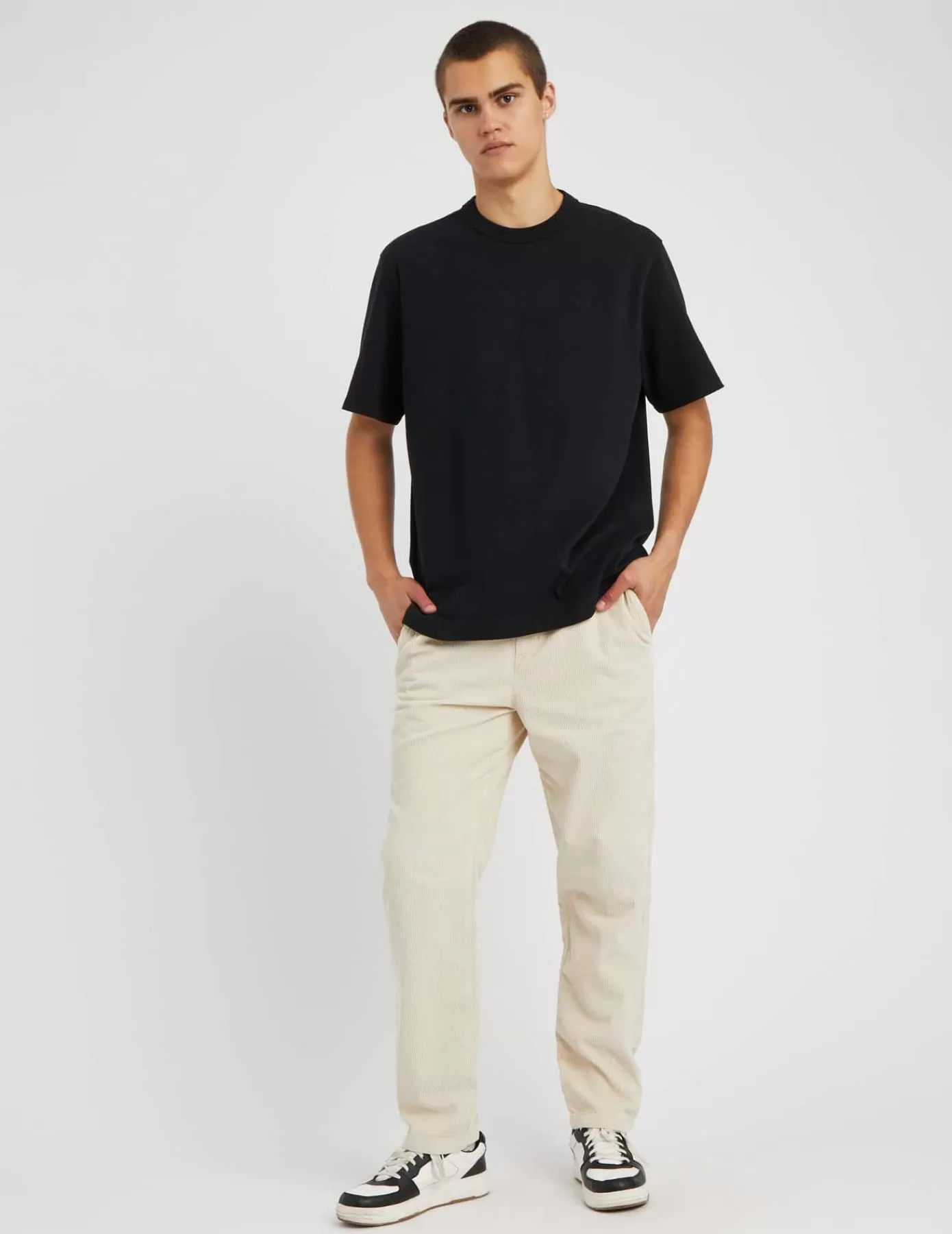 Cheap BZB Pantalon velours Blanccassé