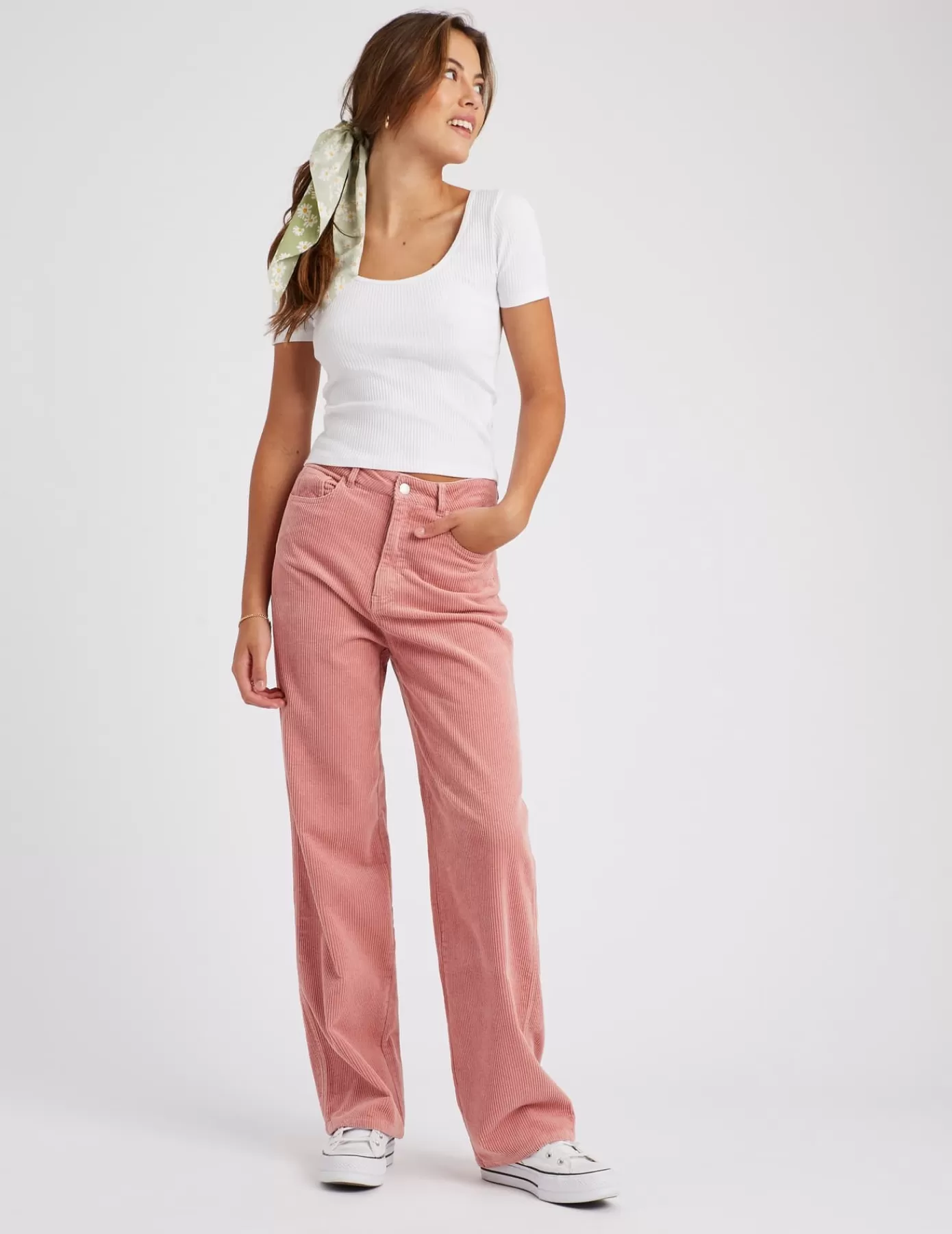 Store BZB Pantalon velours straight Rose