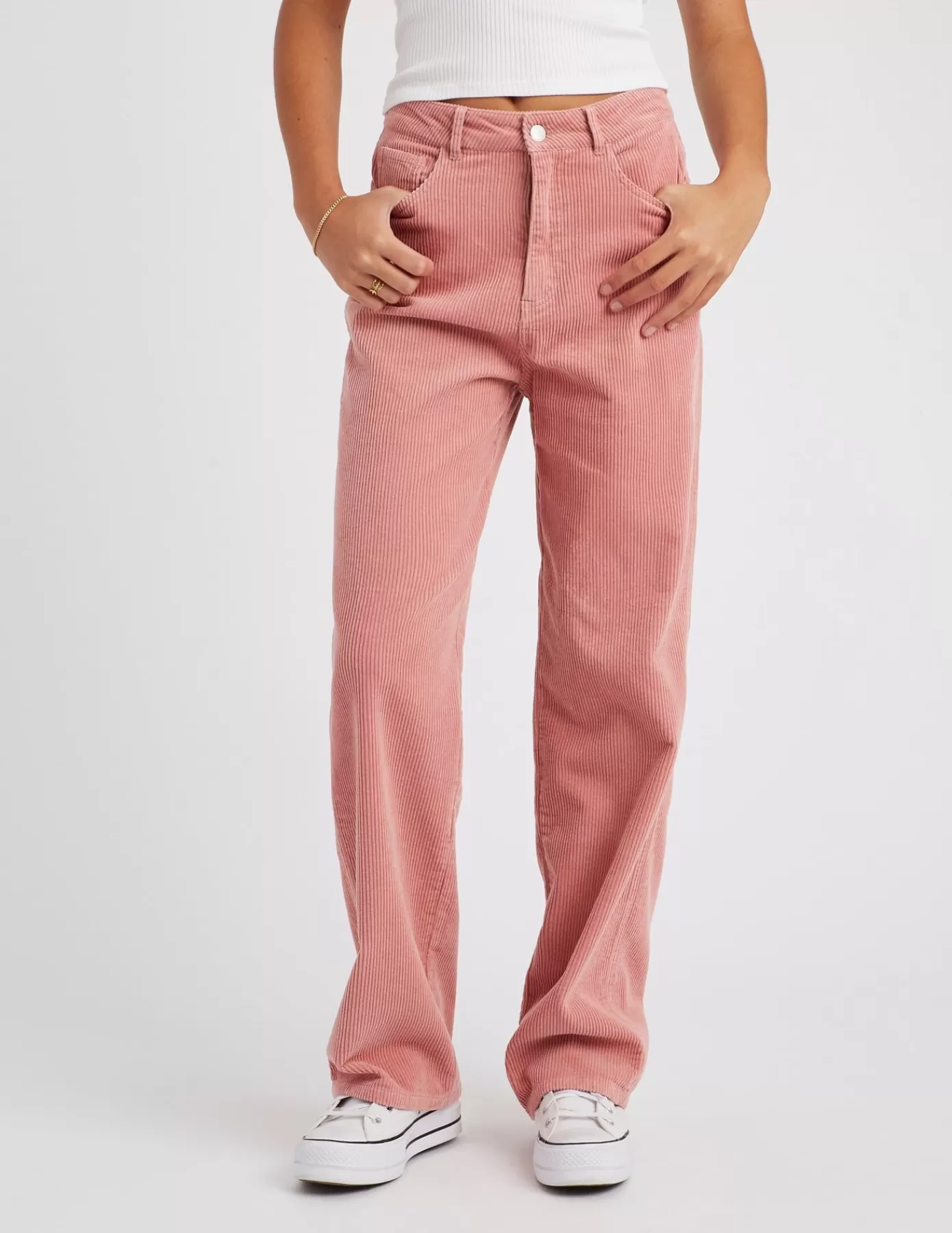 Store BZB Pantalon velours straight Rose