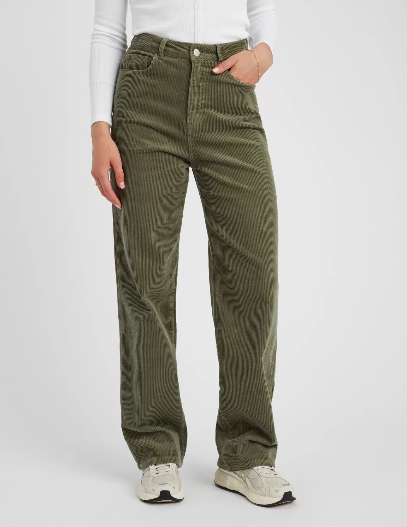 Cheap BZB Pantalon velours straight Vertkaki