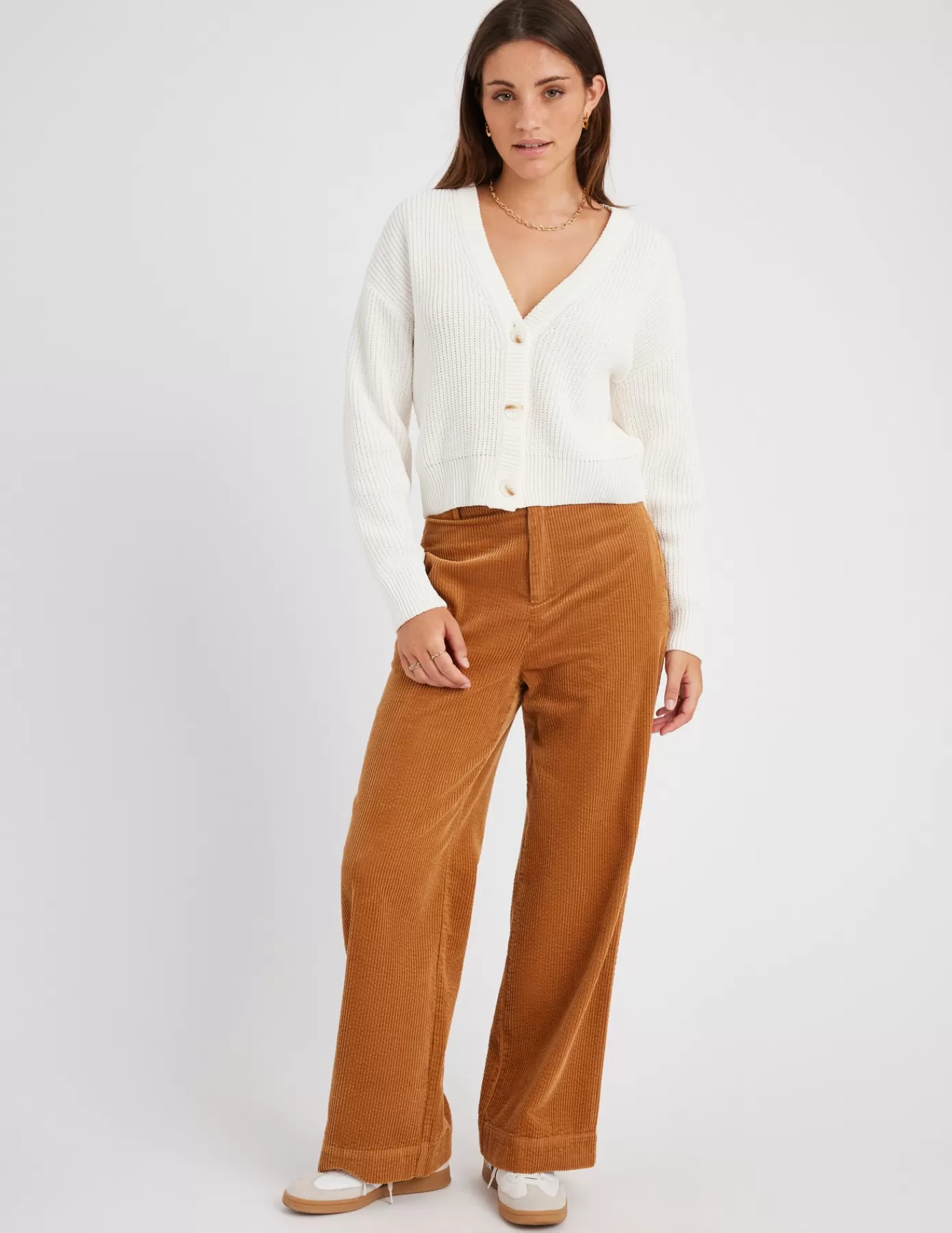 Best BZB Pantalon velours wide leg Marron