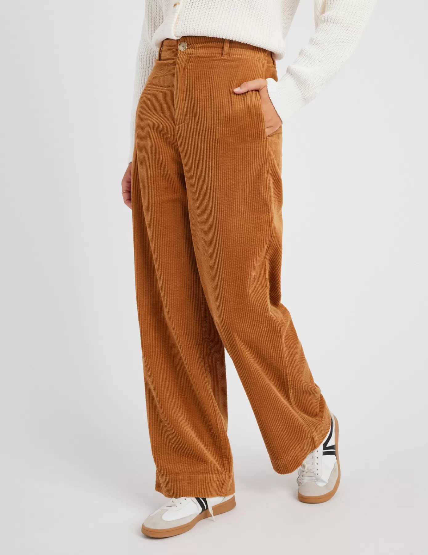 Best BZB Pantalon velours wide leg Marron