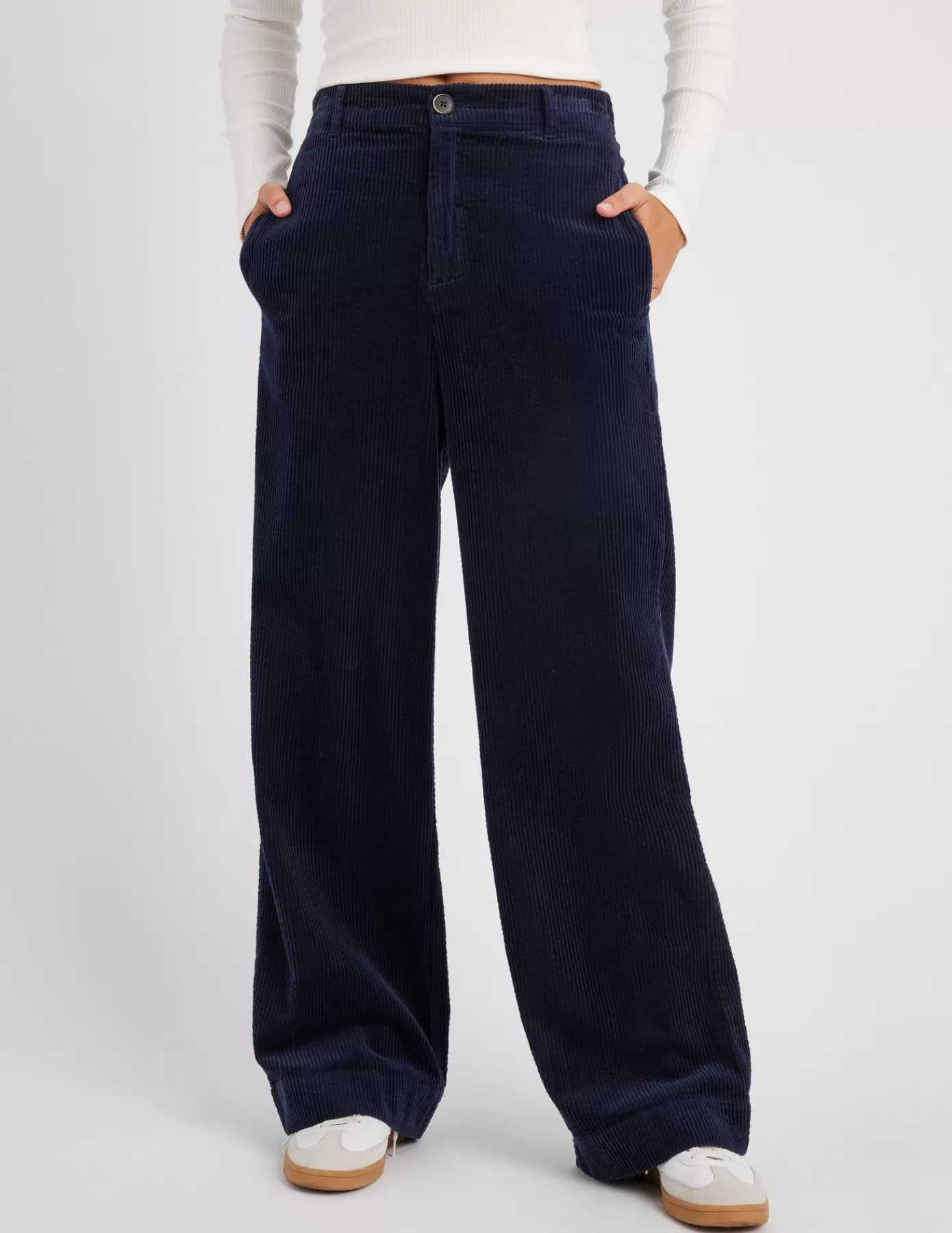 Online BZB Pantalon velours wide leg Bleufoncé