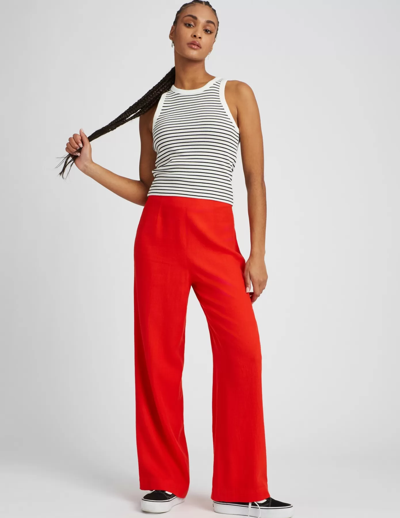 Fashion BZB Pantalon wide leg Rouge