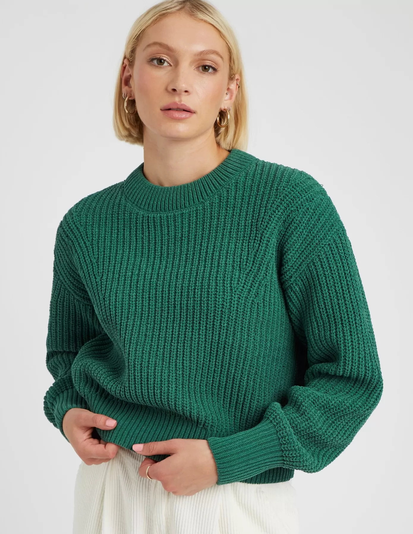 Fashion BZB Pull col rond en maille Vert