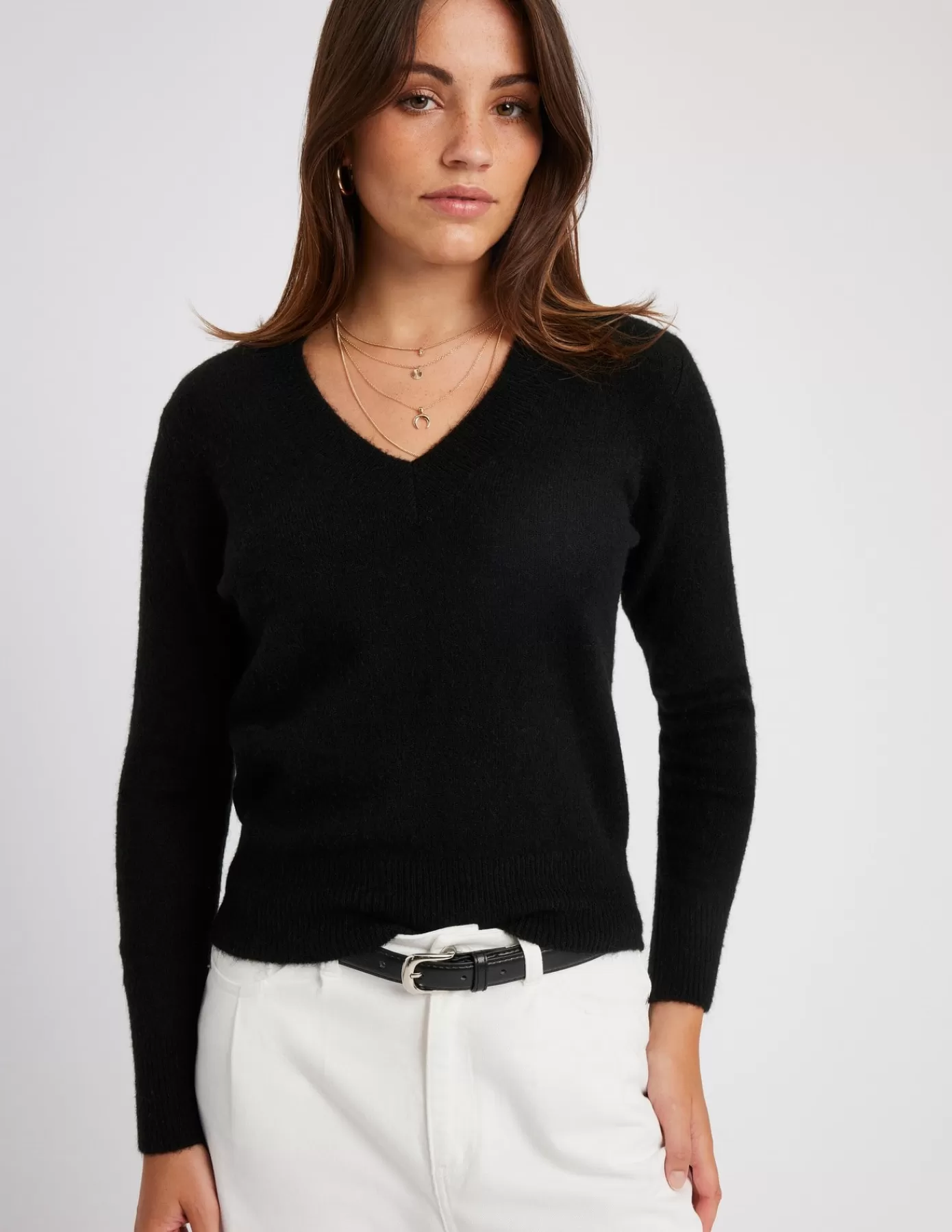 Shop BZB Pull col V uni Noir