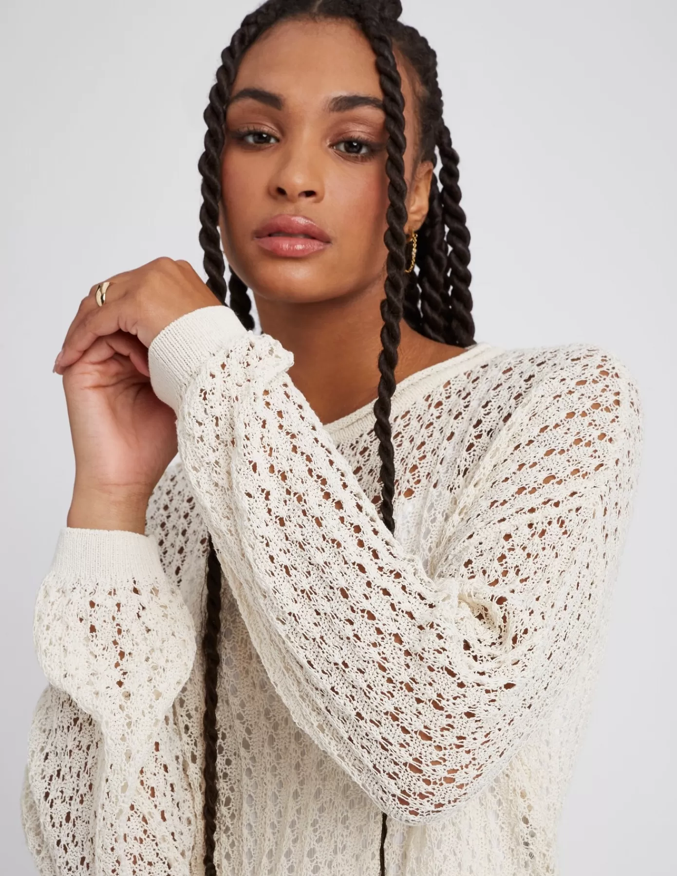 Best Sale BZB Pull en crochet ajouré Blancécru