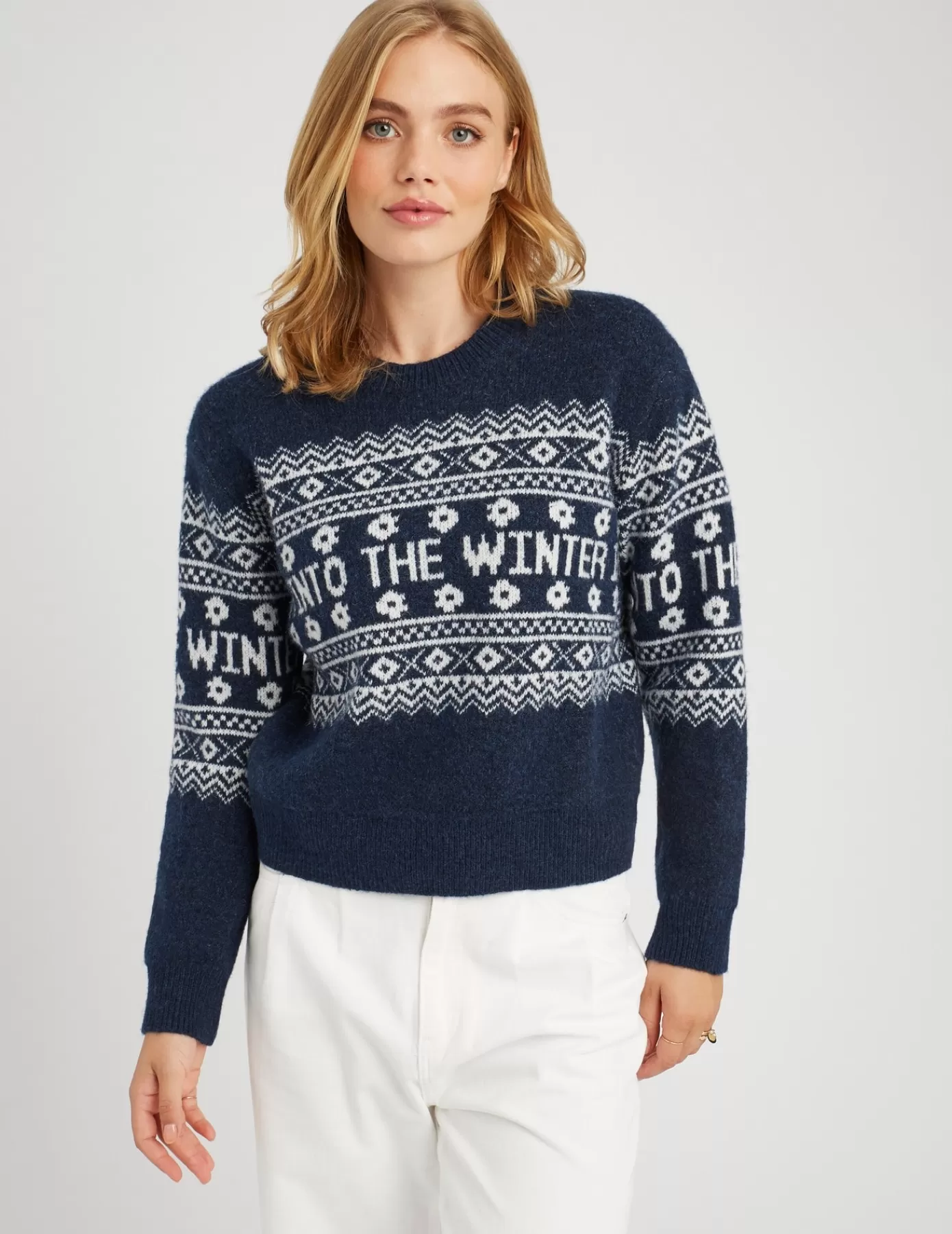 Best Sale BZB Pull jacquard Bleufoncé