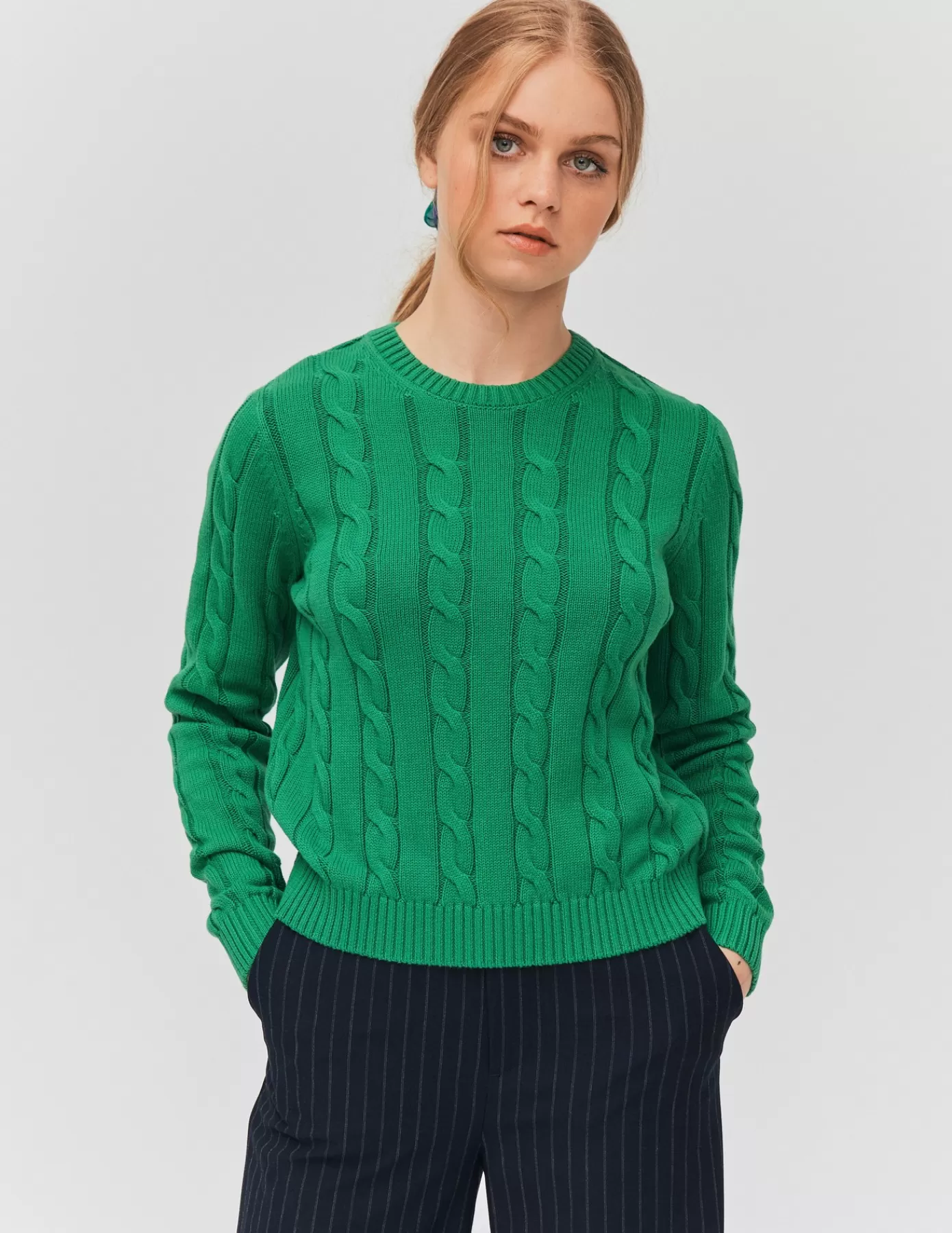 Flash Sale BZB Pull torsadé uni Vert