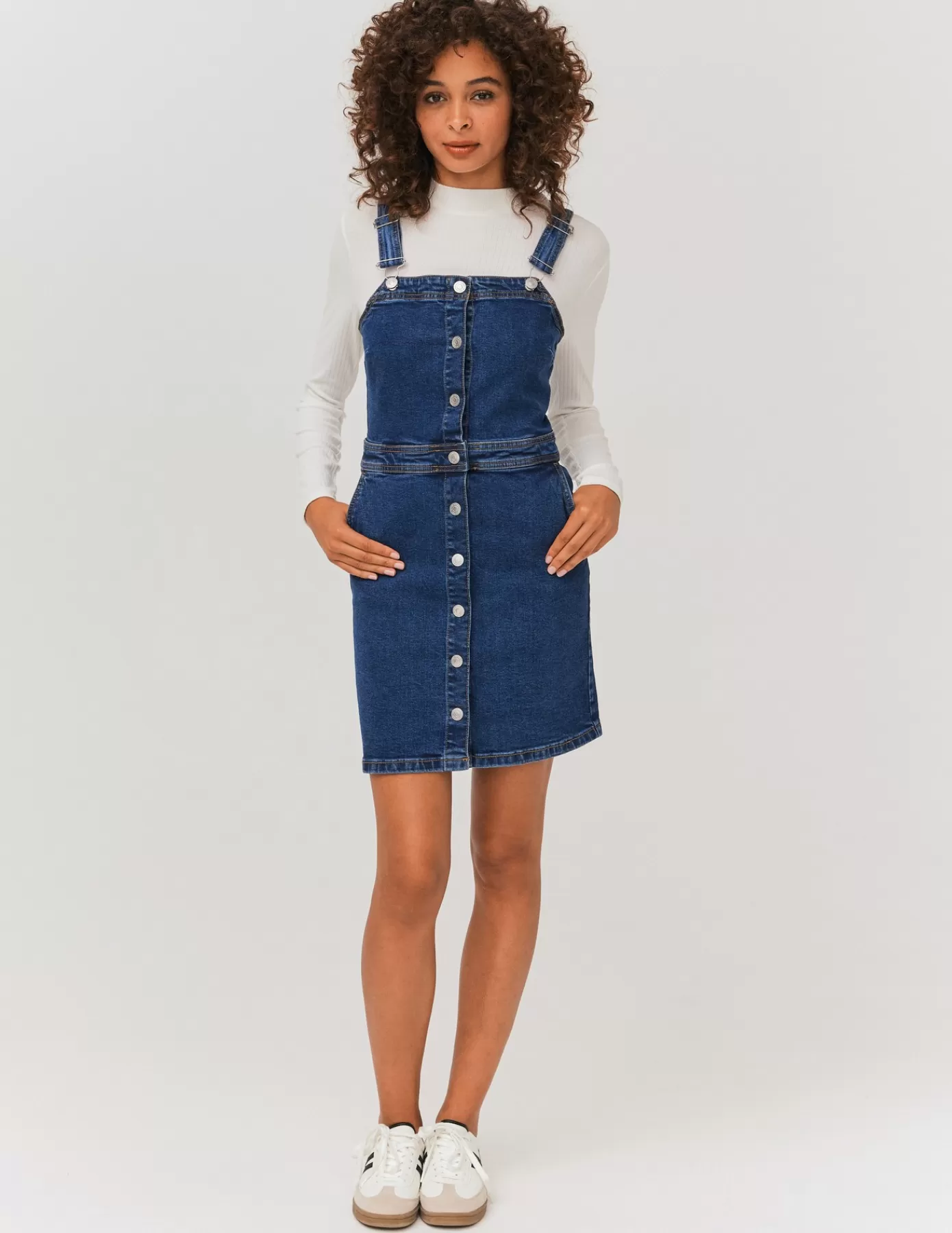 Hot BZB Robe chasuble en jean Bleumoyen