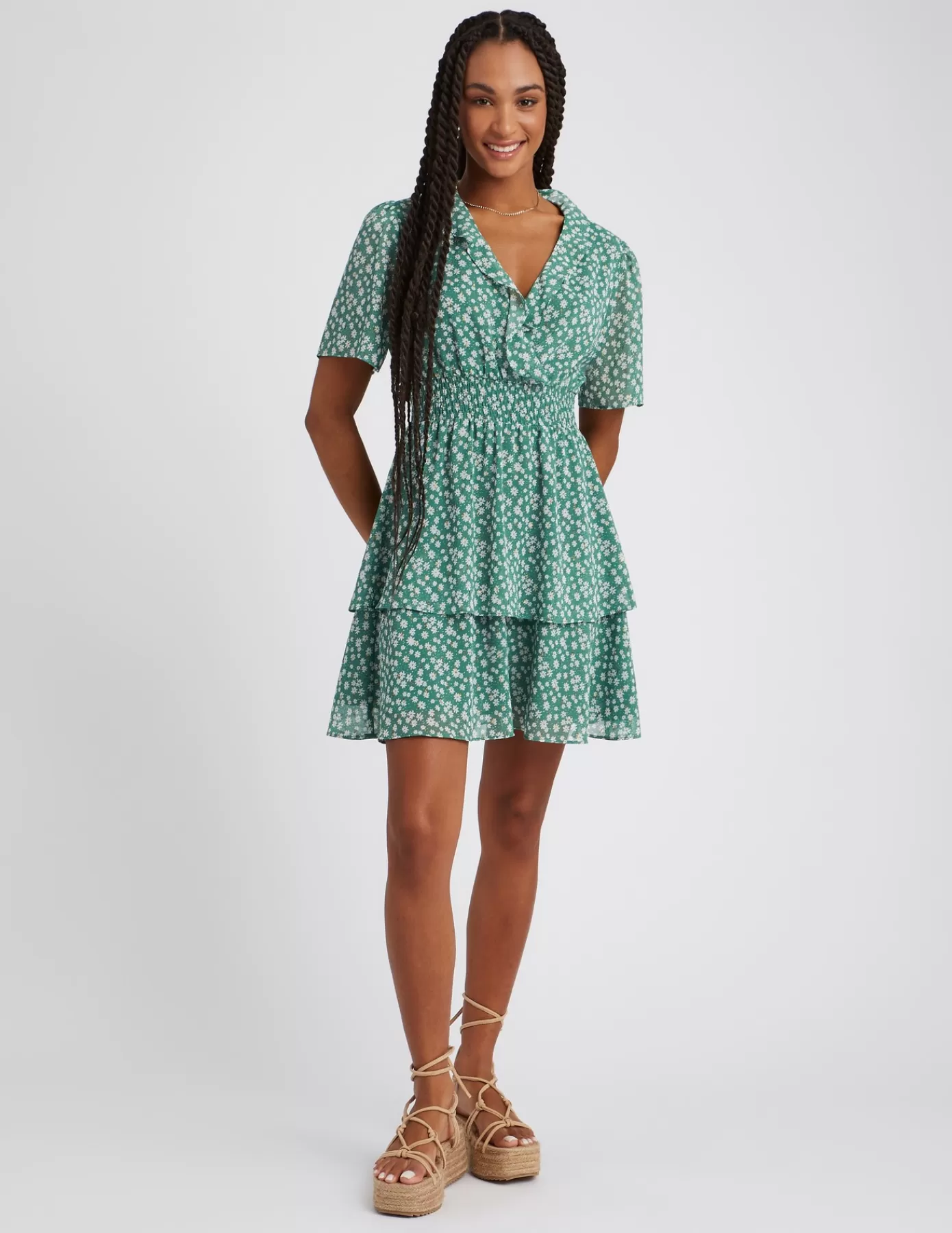 Best Sale BZB Robe courte imprimée Vert