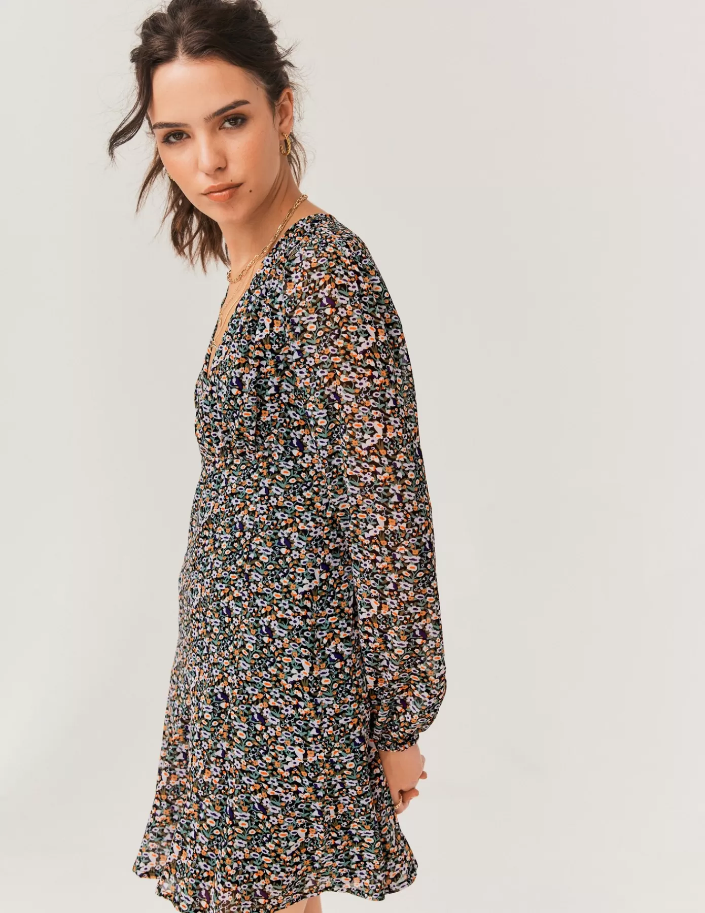 Online BZB Robe courte imprimée polyester recyclé Multicolore