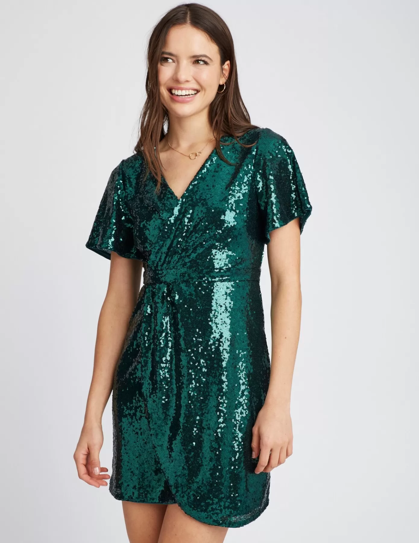 Store BZB Robe courte sequins Vert