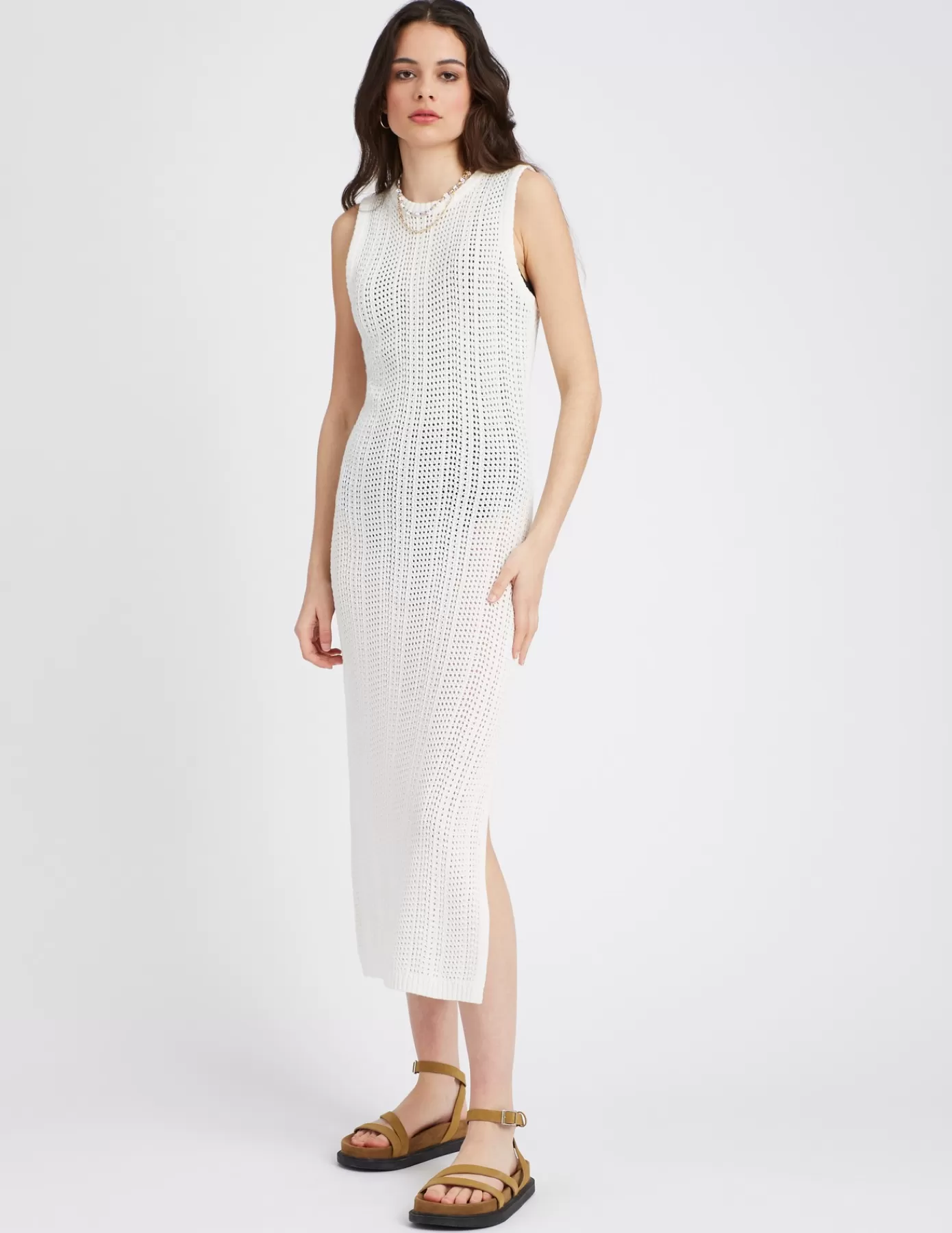 Outlet BZB Robe longue en crochet Blancécru