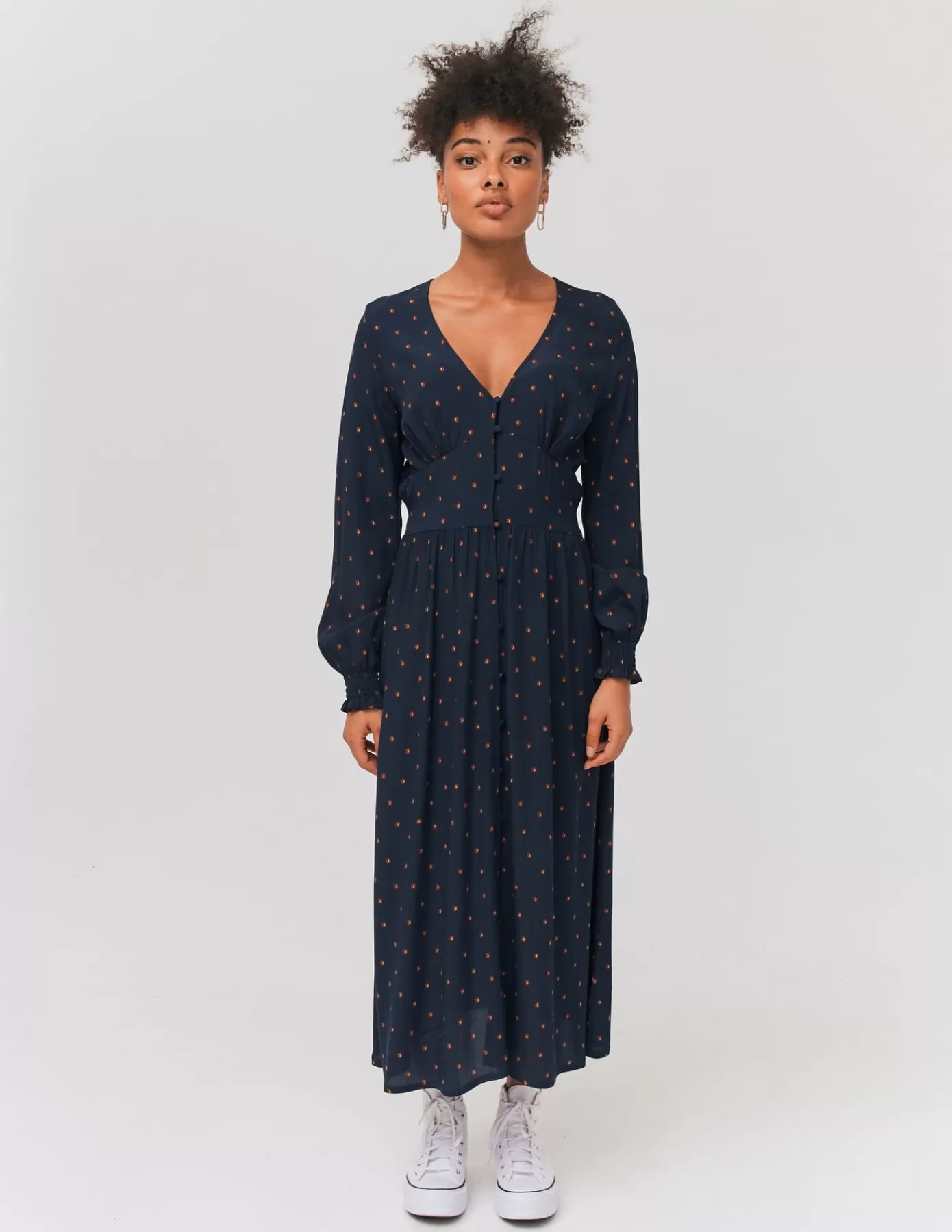 Best BZB Robe longue imprimée Bleufoncé