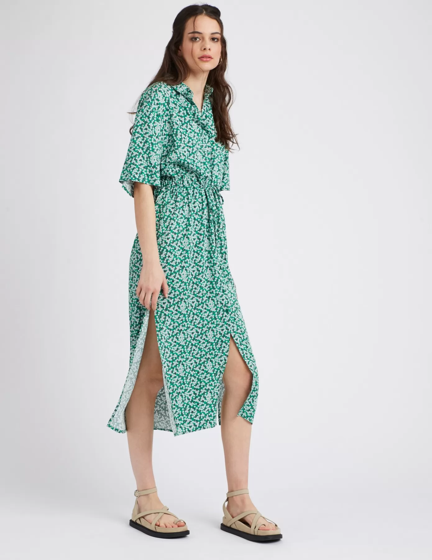 Cheap BZB Robe longue imprimée Vert