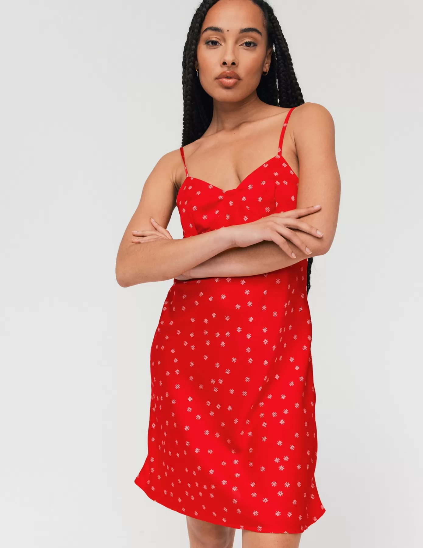 Sale BZB Robe satin imprimée Rouge