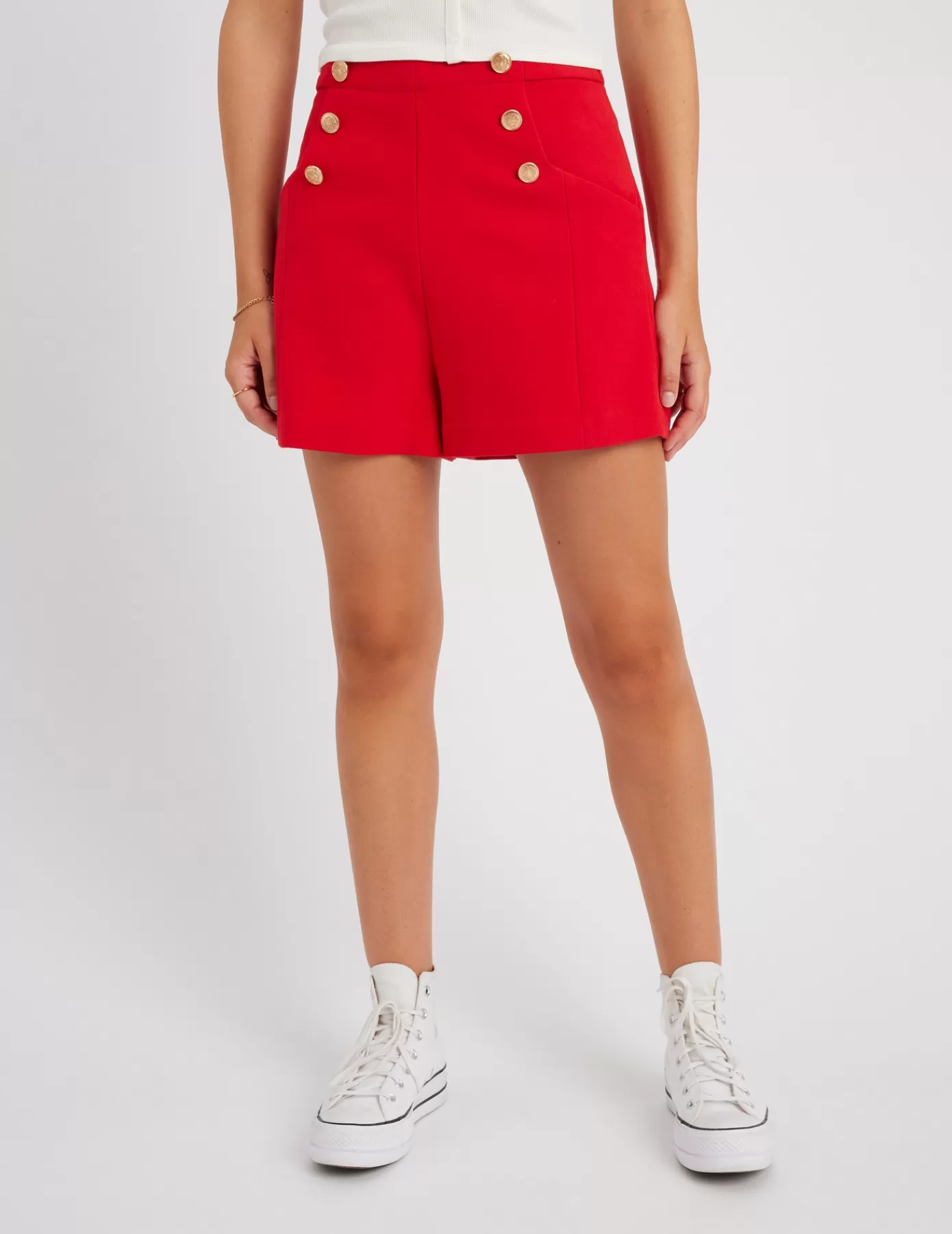 Flash Sale BZB Short à boutons fantaisie en polyester recyclé Rouge