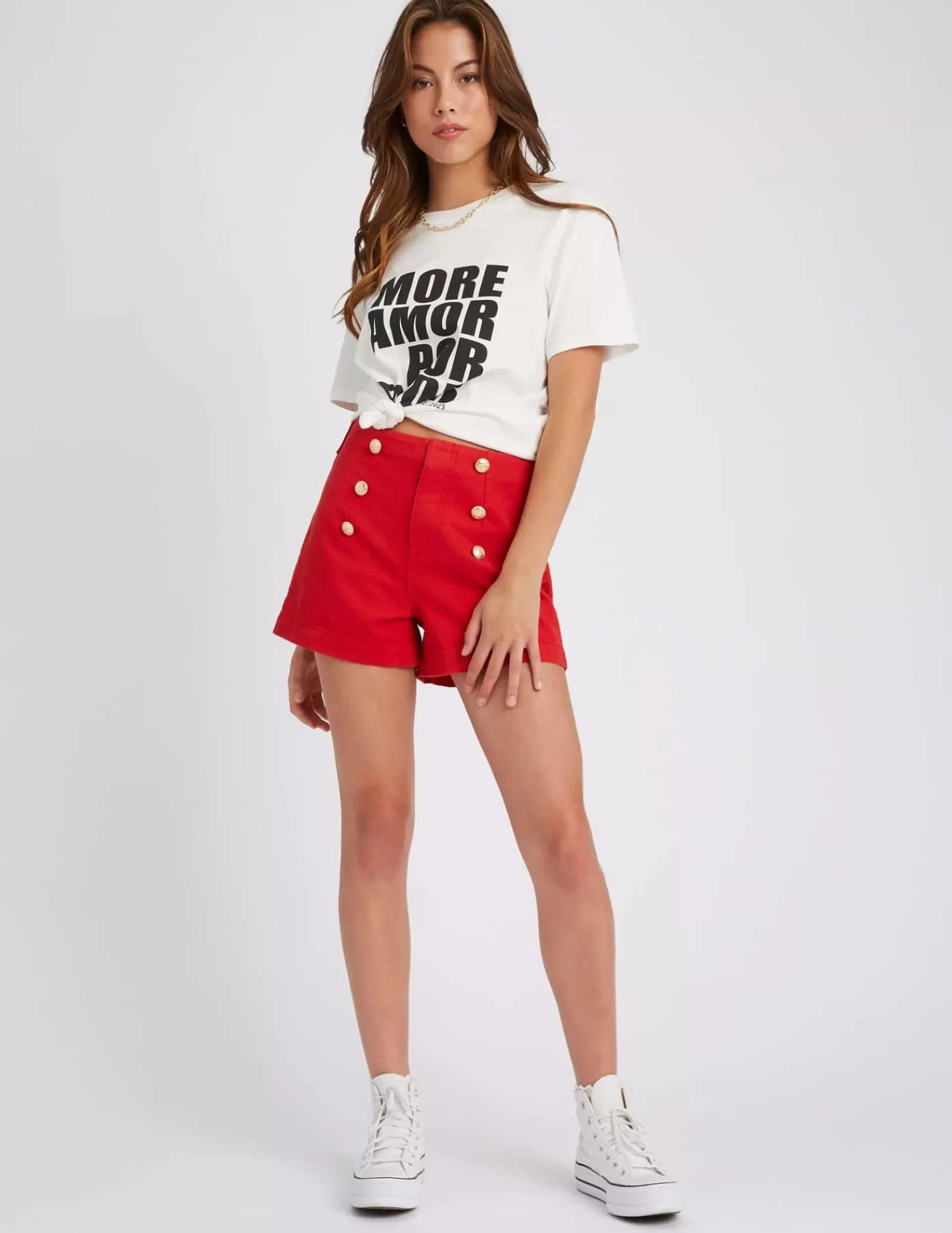 Store BZB Short boutons fantaisie Rouge