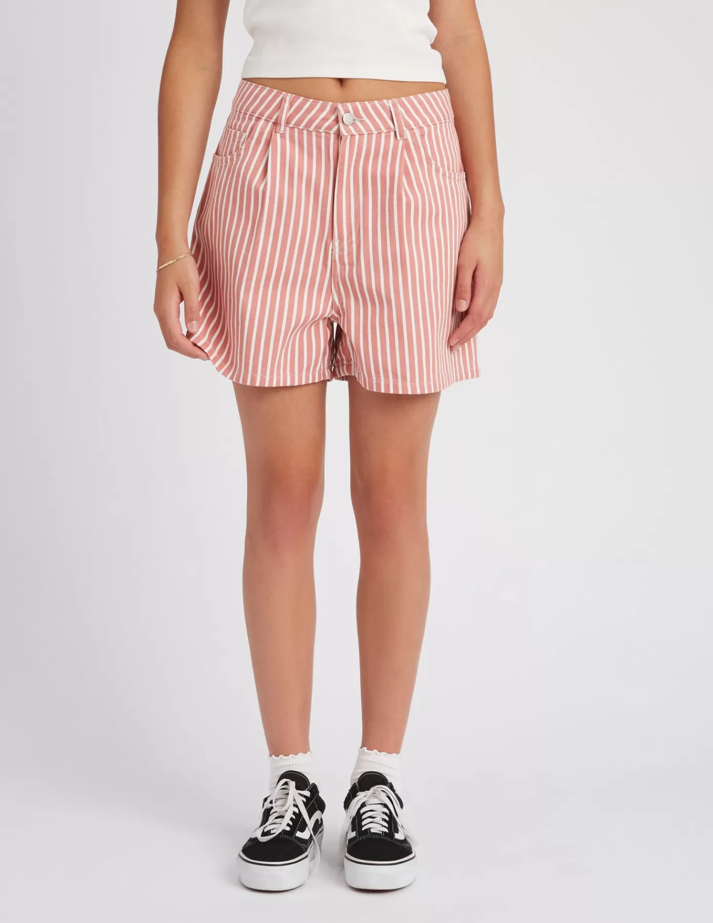 Cheap BZB Short en jean rayé Rose