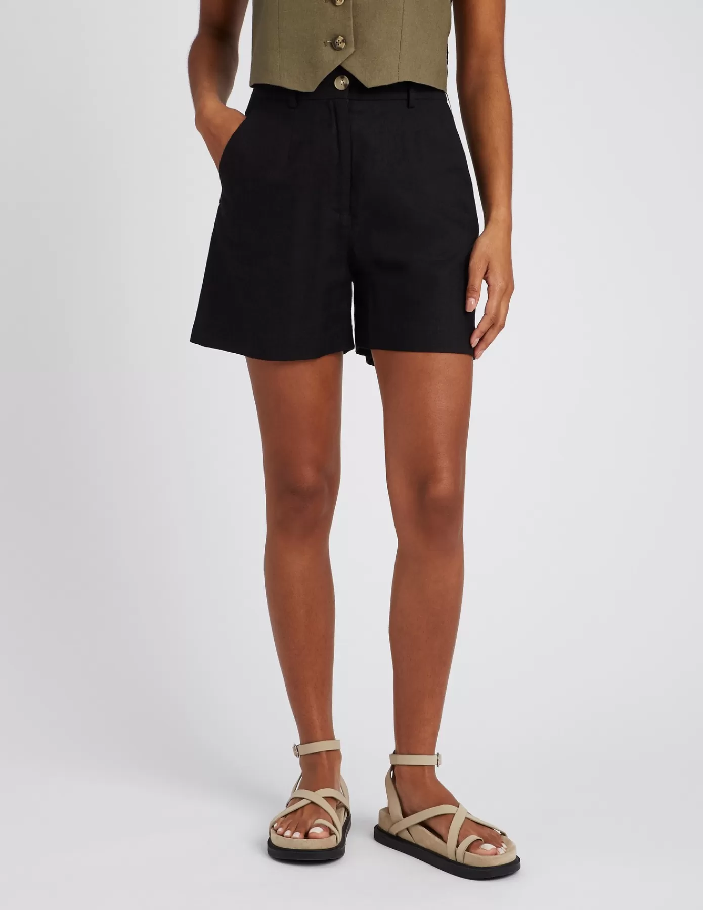 Hot BZB Short en lin Noir