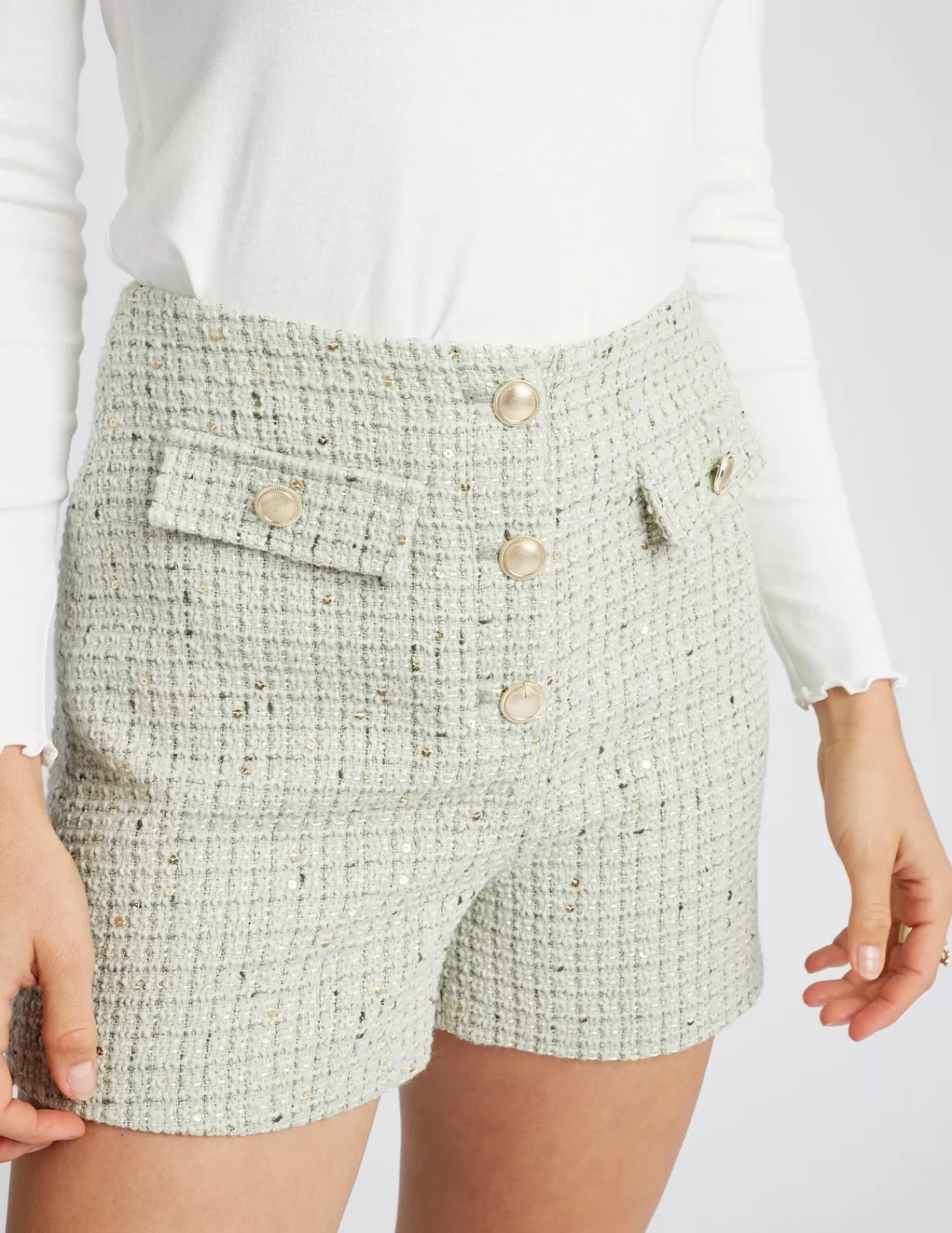 Shop BZB Short tweed sequins Vertclair