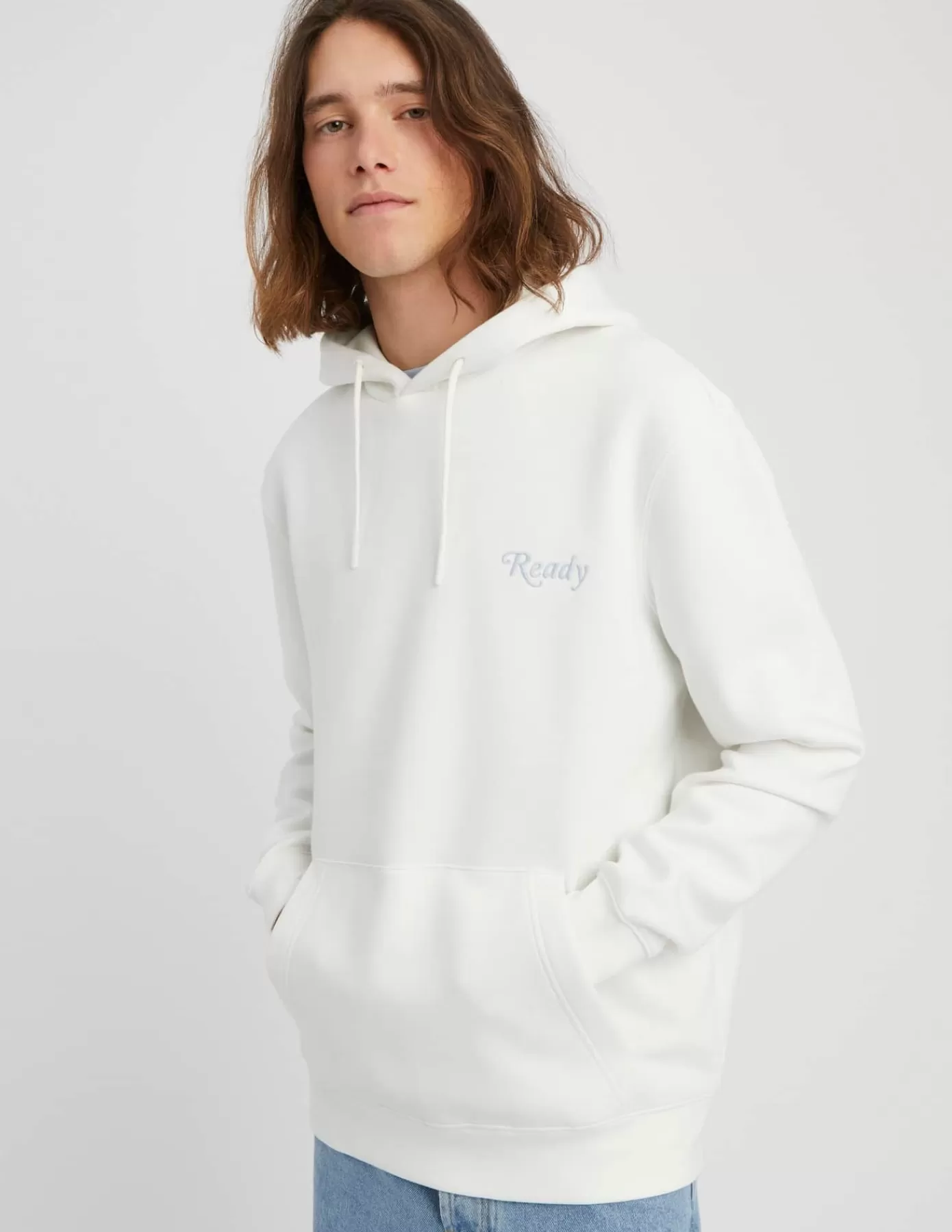 Cheap BZB Sweat à capuche brodé Blancécru