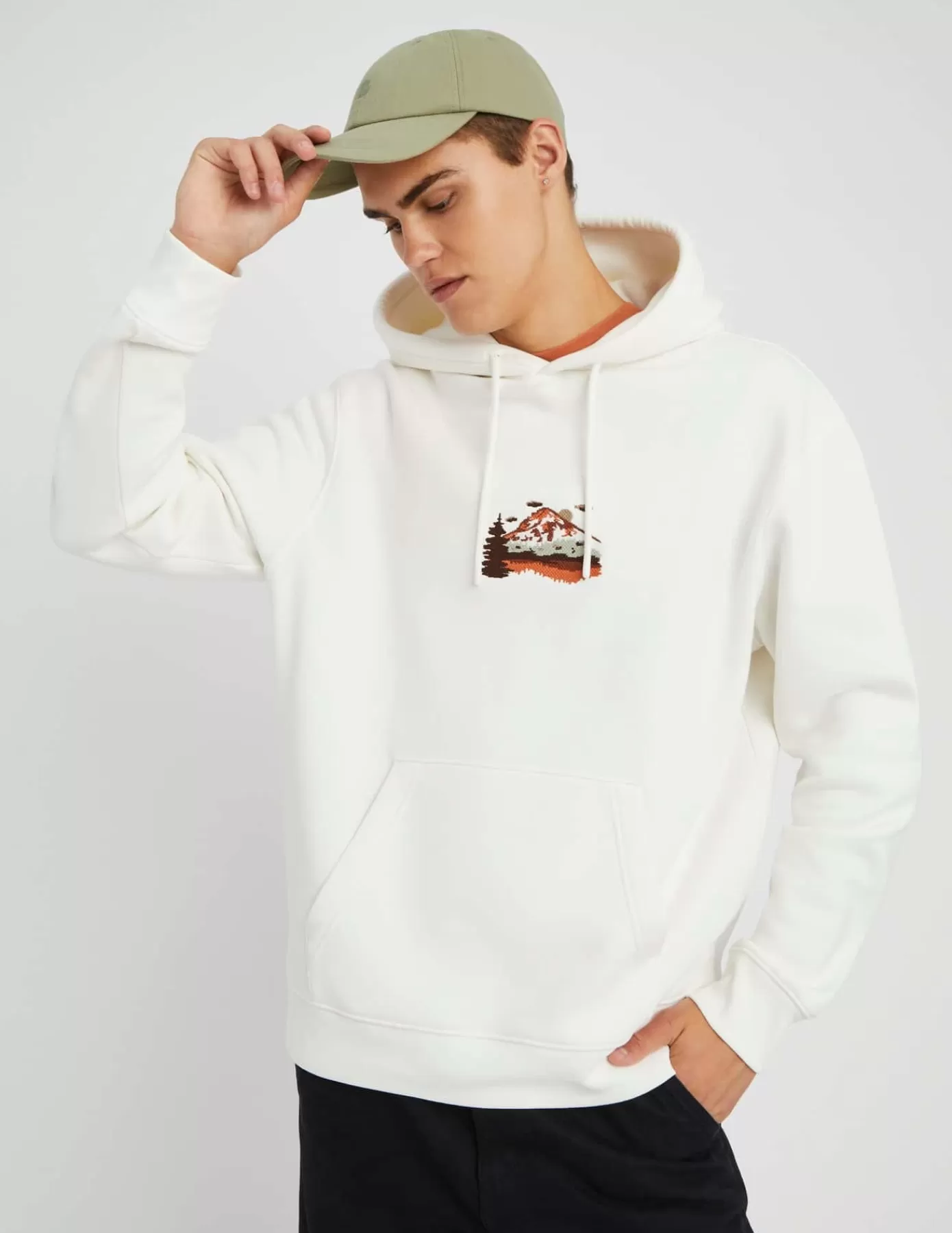 Best Sale BZB Sweat à capuche brodé Blancécru