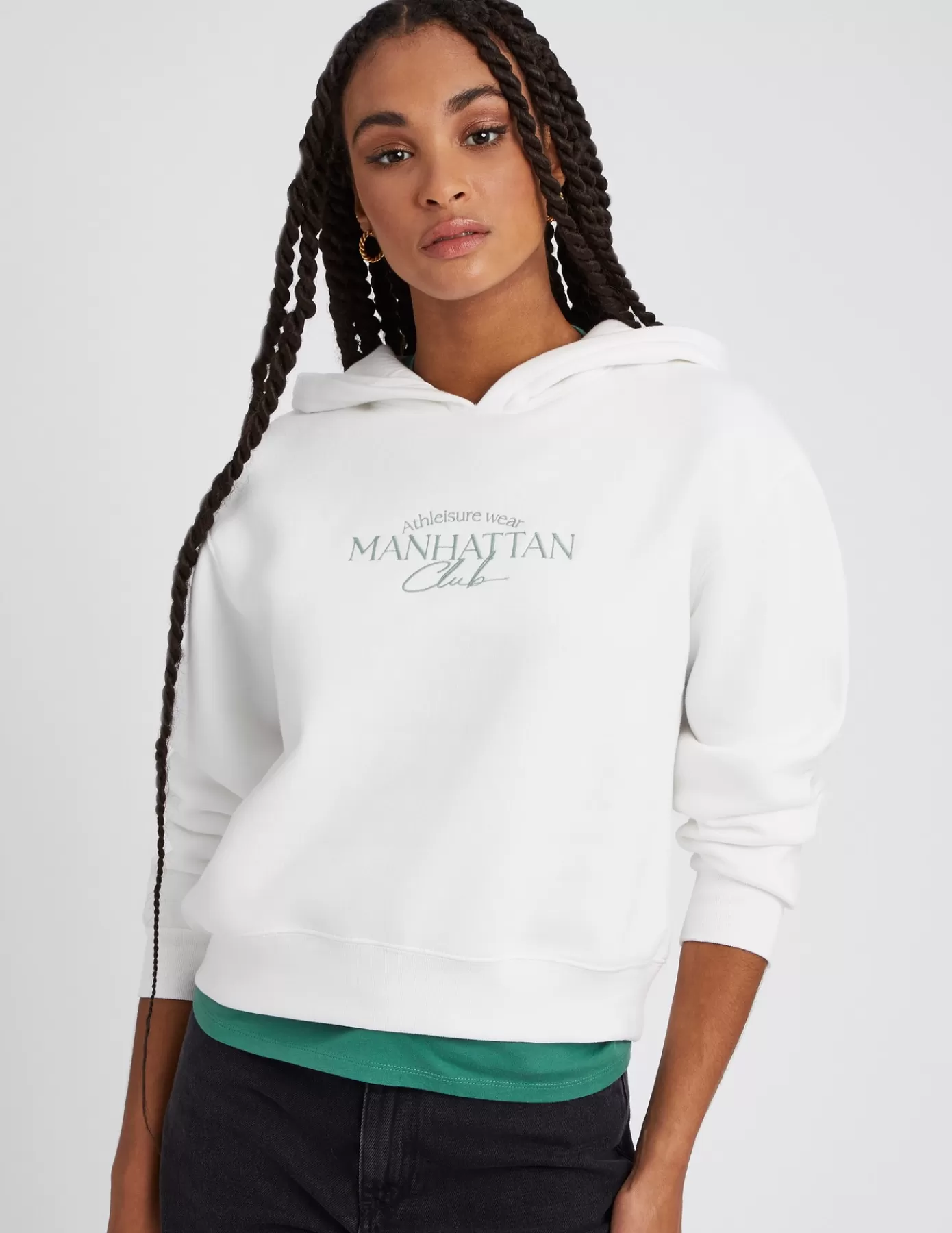 Store BZB Sweat à capuche brodé Blancécru