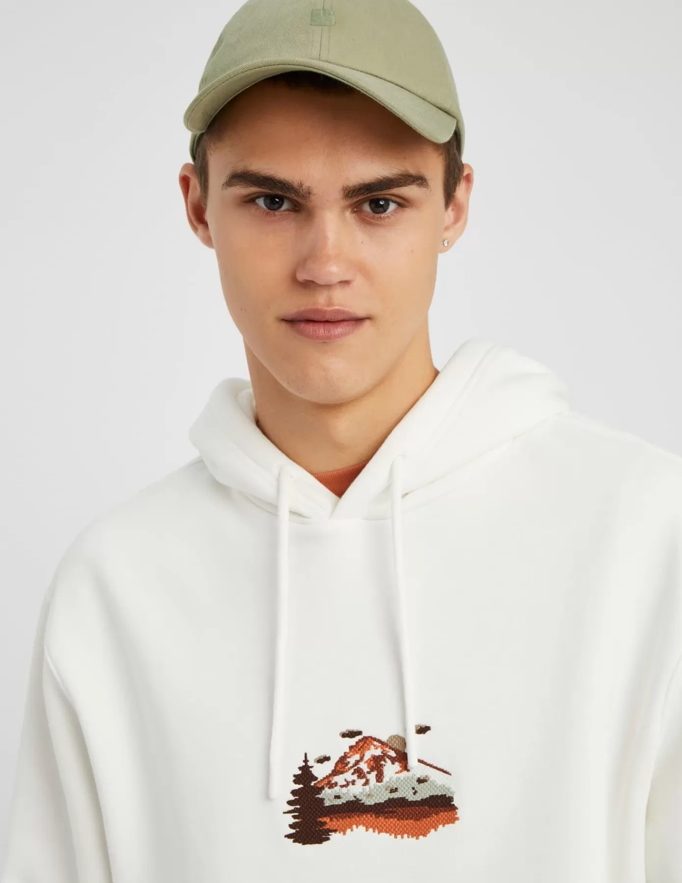 Best Sale BZB Sweat à capuche brodé Blancécru