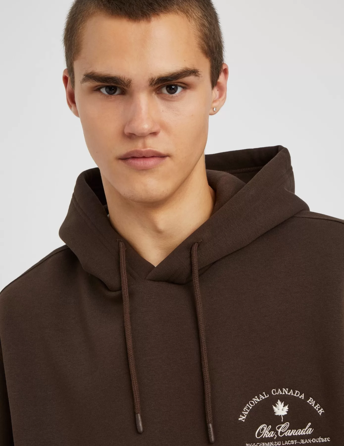 Clearance BZB Sweat à capuche brodé Marronfoncée