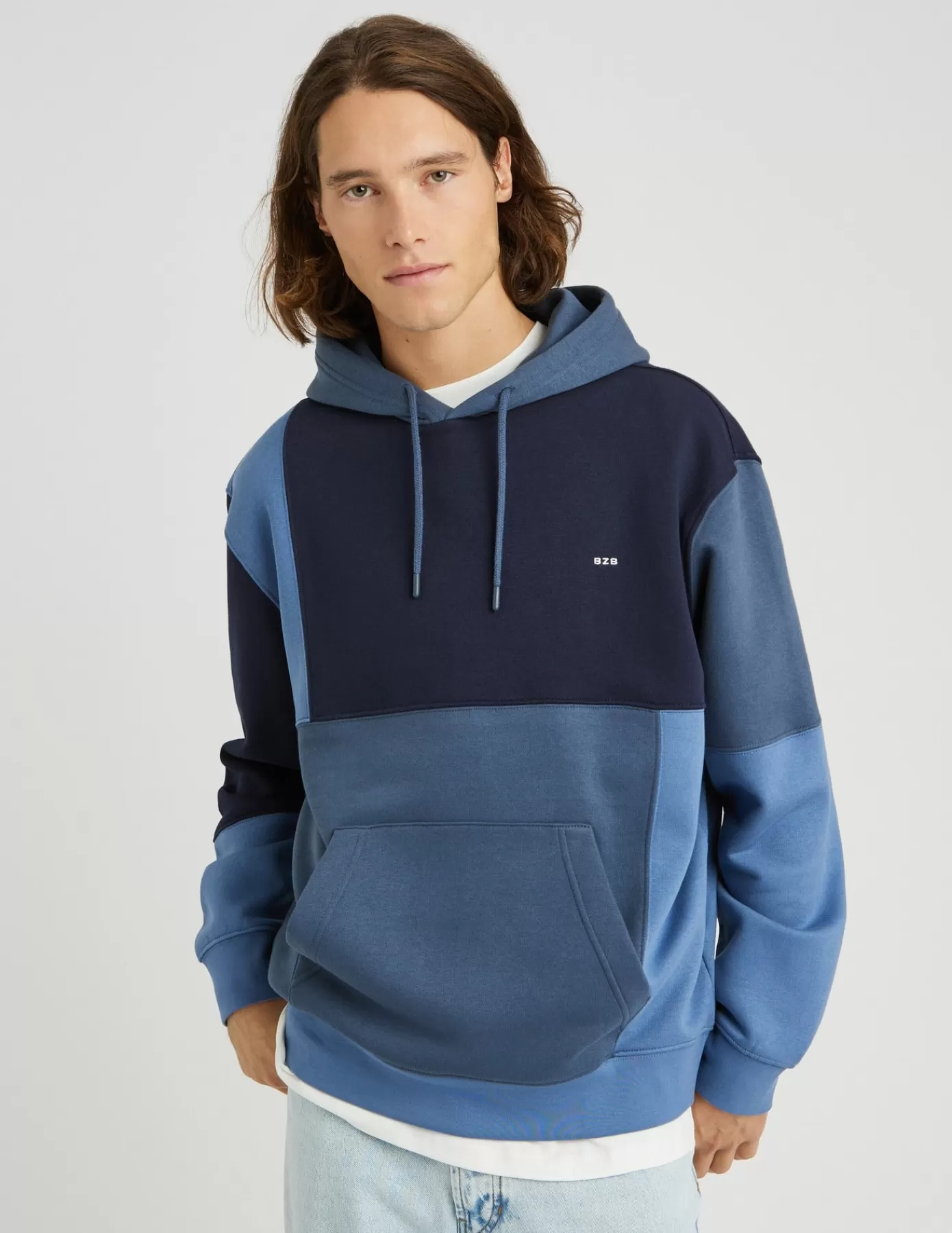 Cheap BZB Sweat à capuche colorblock BleuMarine