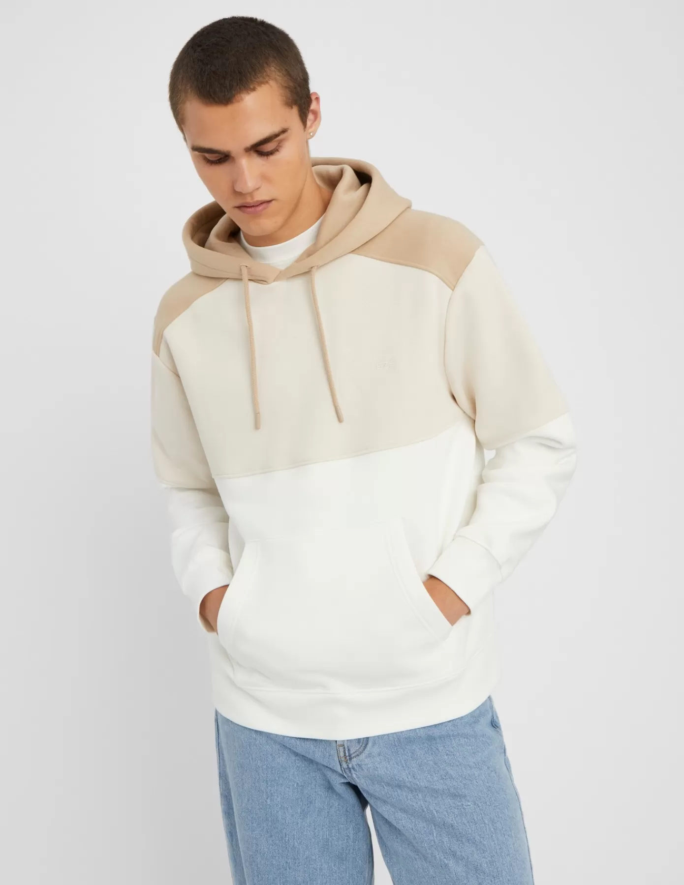 Best BZB Sweat à capuche colorblock Beige