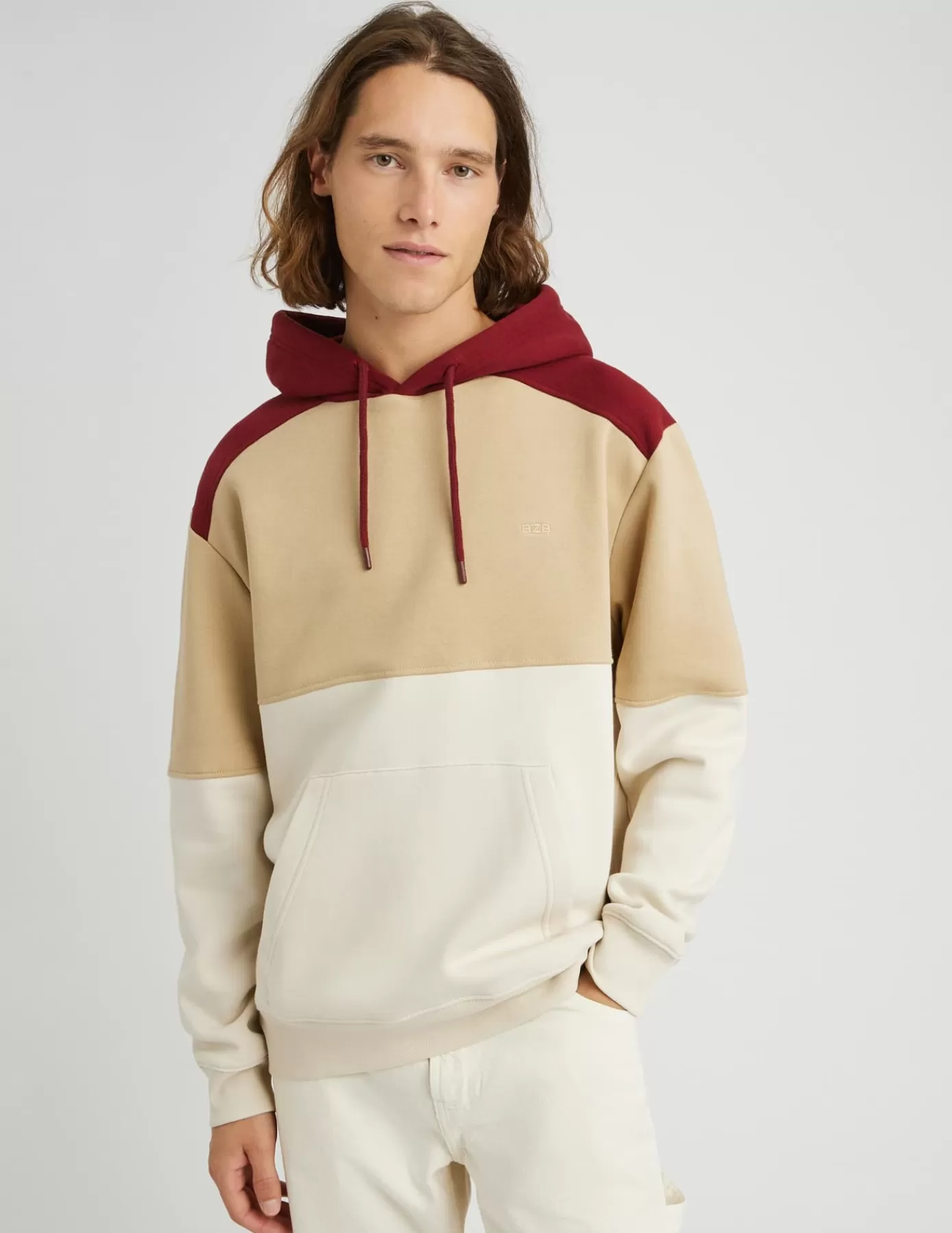 Discount BZB Sweat à capuche colorblock Bordeaux