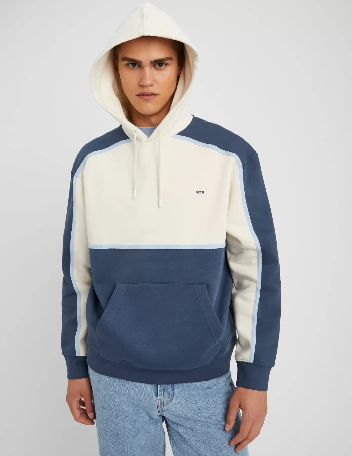 Best BZB Sweat à capuche colorblock BleuMarine