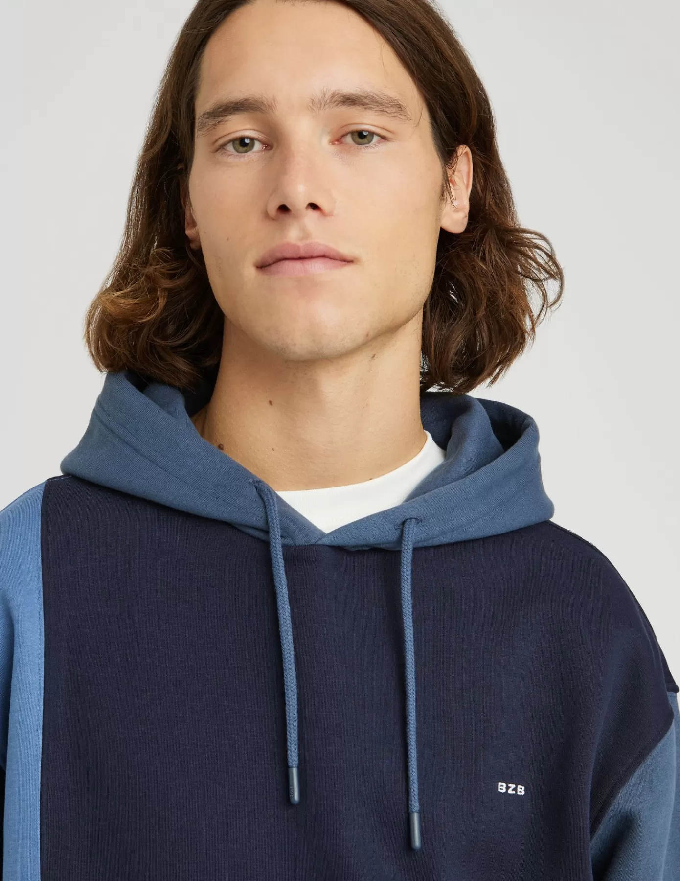 Cheap BZB Sweat à capuche colorblock BleuMarine