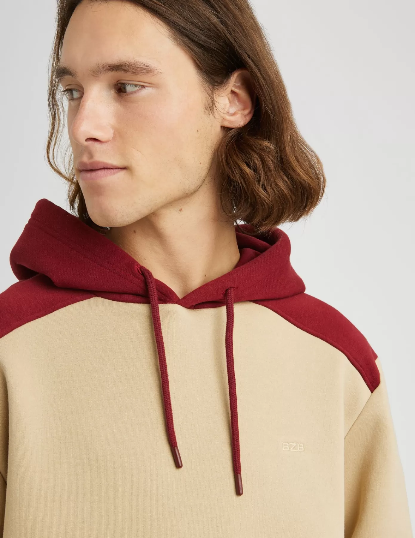 Discount BZB Sweat à capuche colorblock Bordeaux