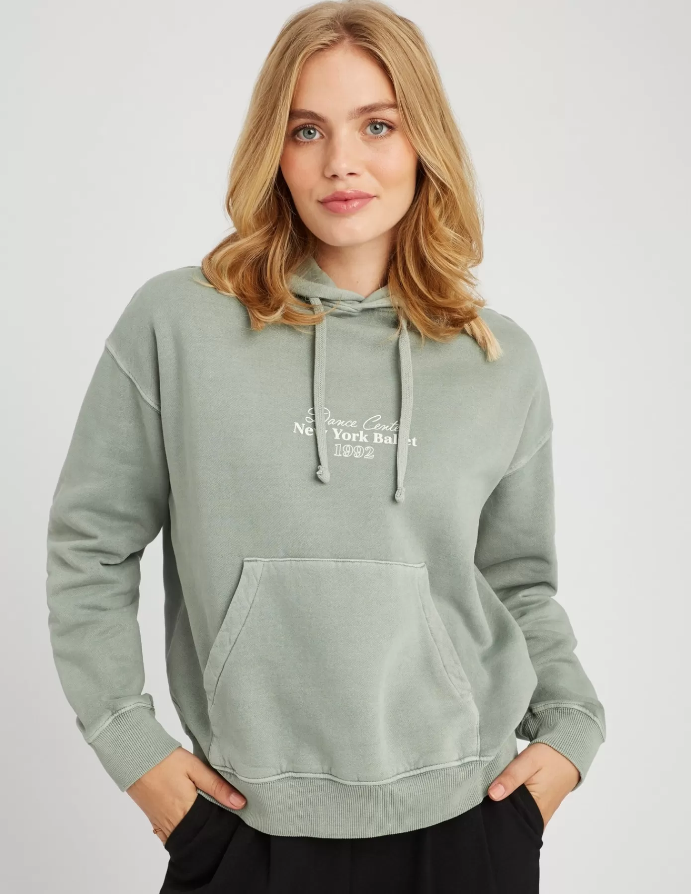 Cheap BZB Sweat à capuche délavé imprimé vert