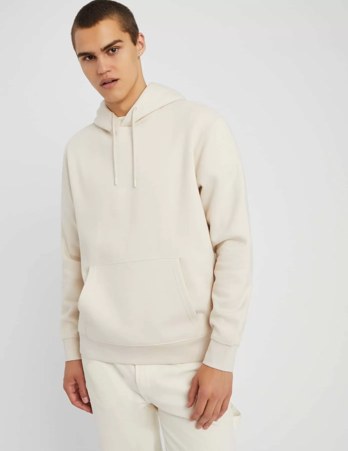 Cheap BZB Sweat basique à capuche Blanccassé