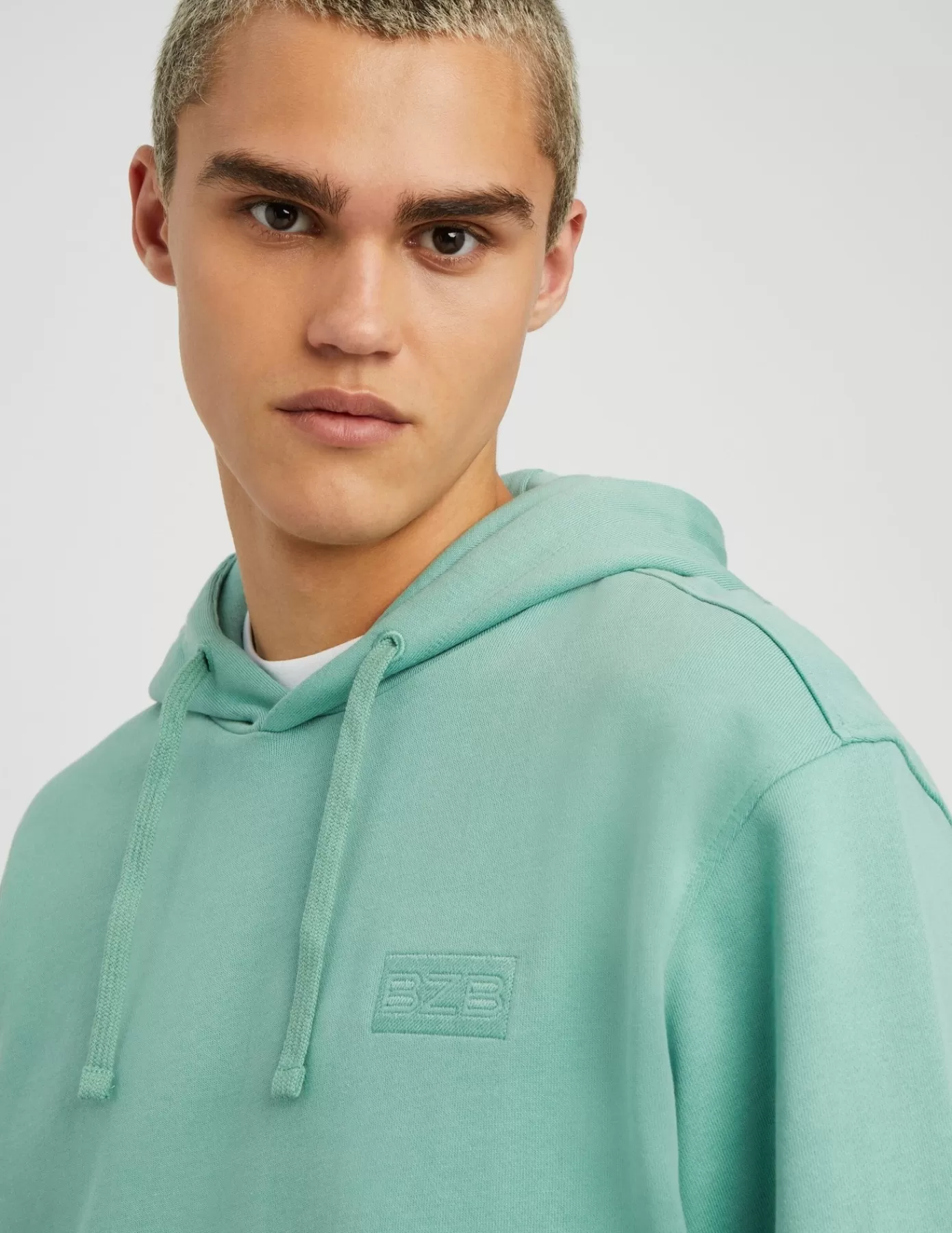 Best Sale BZB Sweat brodé à capuche Vertd'eau