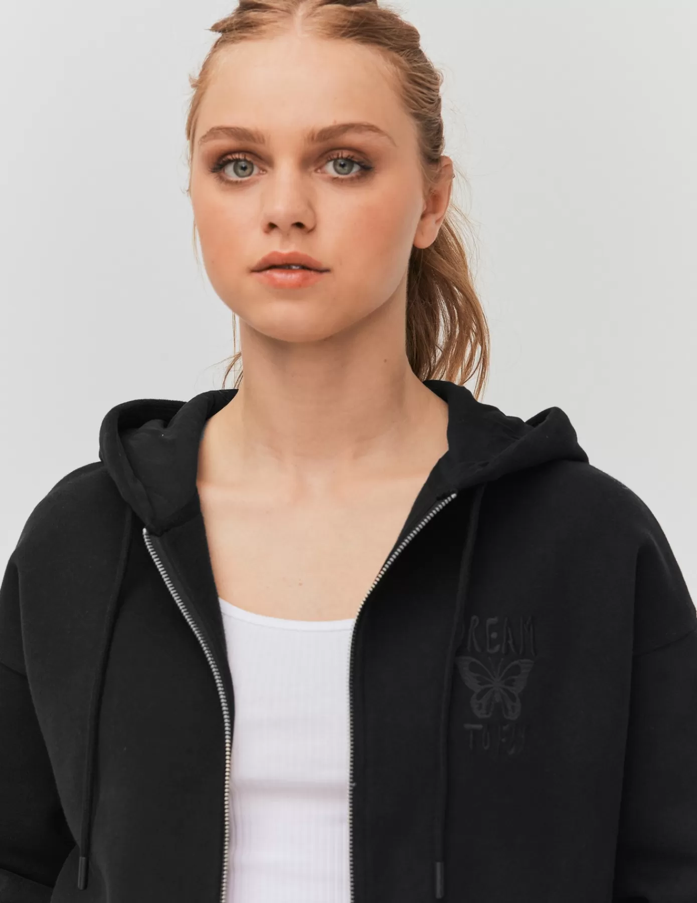 Hot BZB Sweat capuche cropped zippé Noir