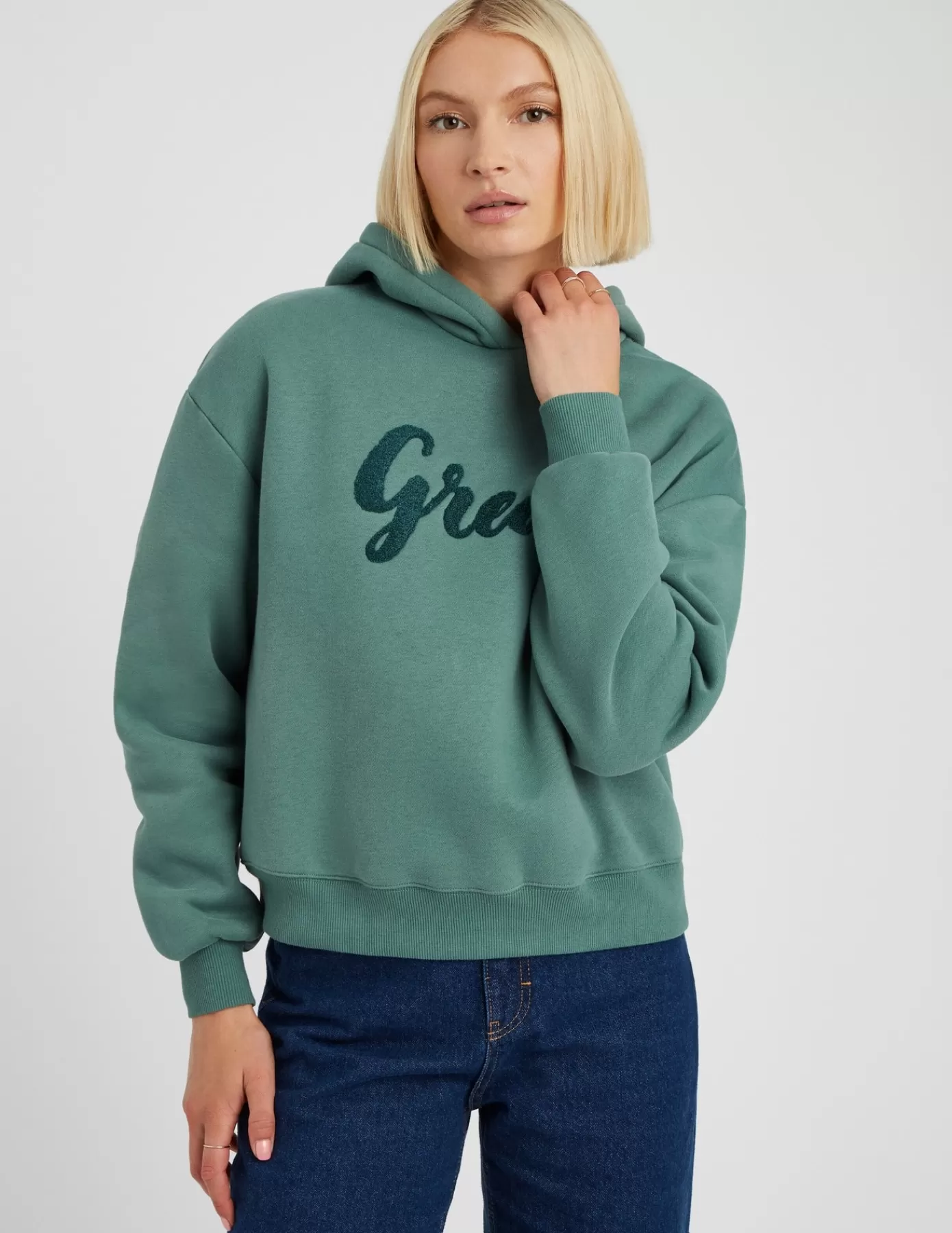 Cheap BZB Sweat col capuche brodé Vert