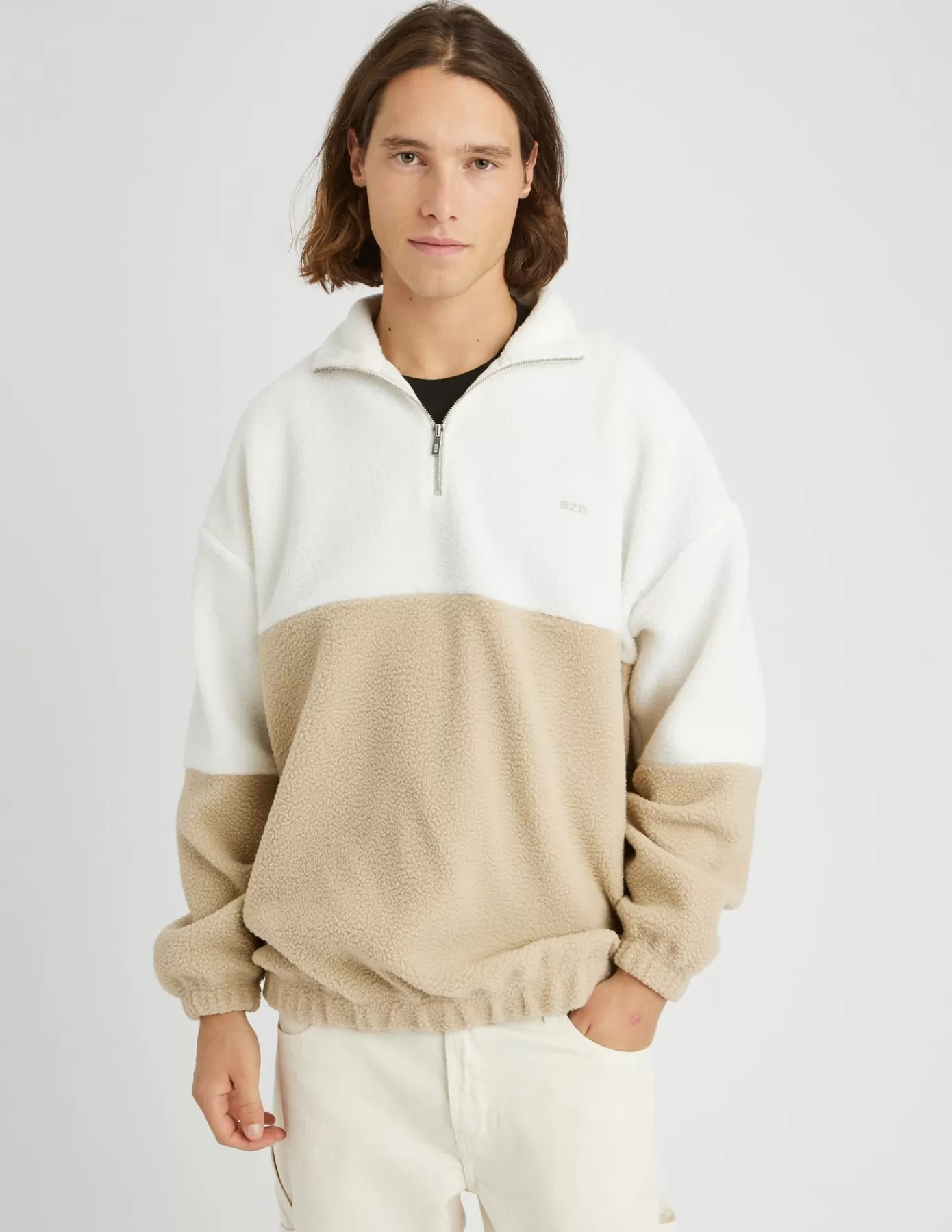 Cheap BZB Sweat col montant sherpa Beige