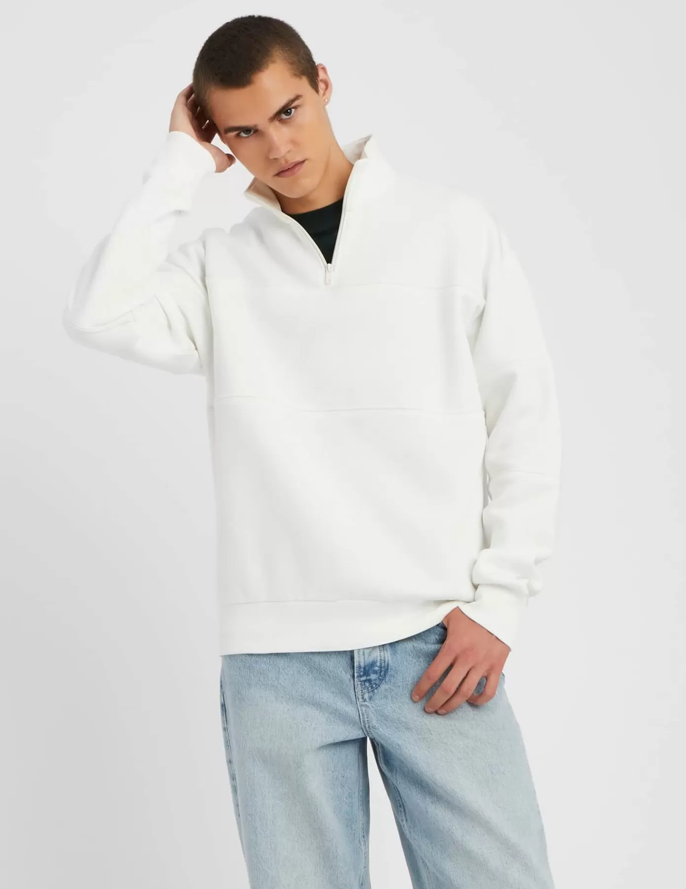 Sale BZB Sweat col montant zippé Blancécru