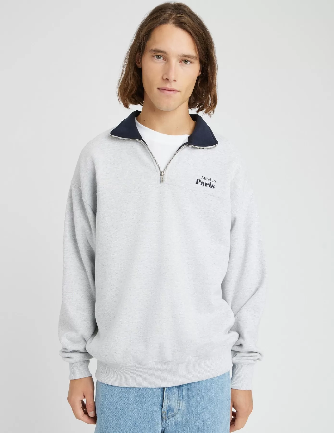 Outlet BZB Sweat col montant zippé Grisclair