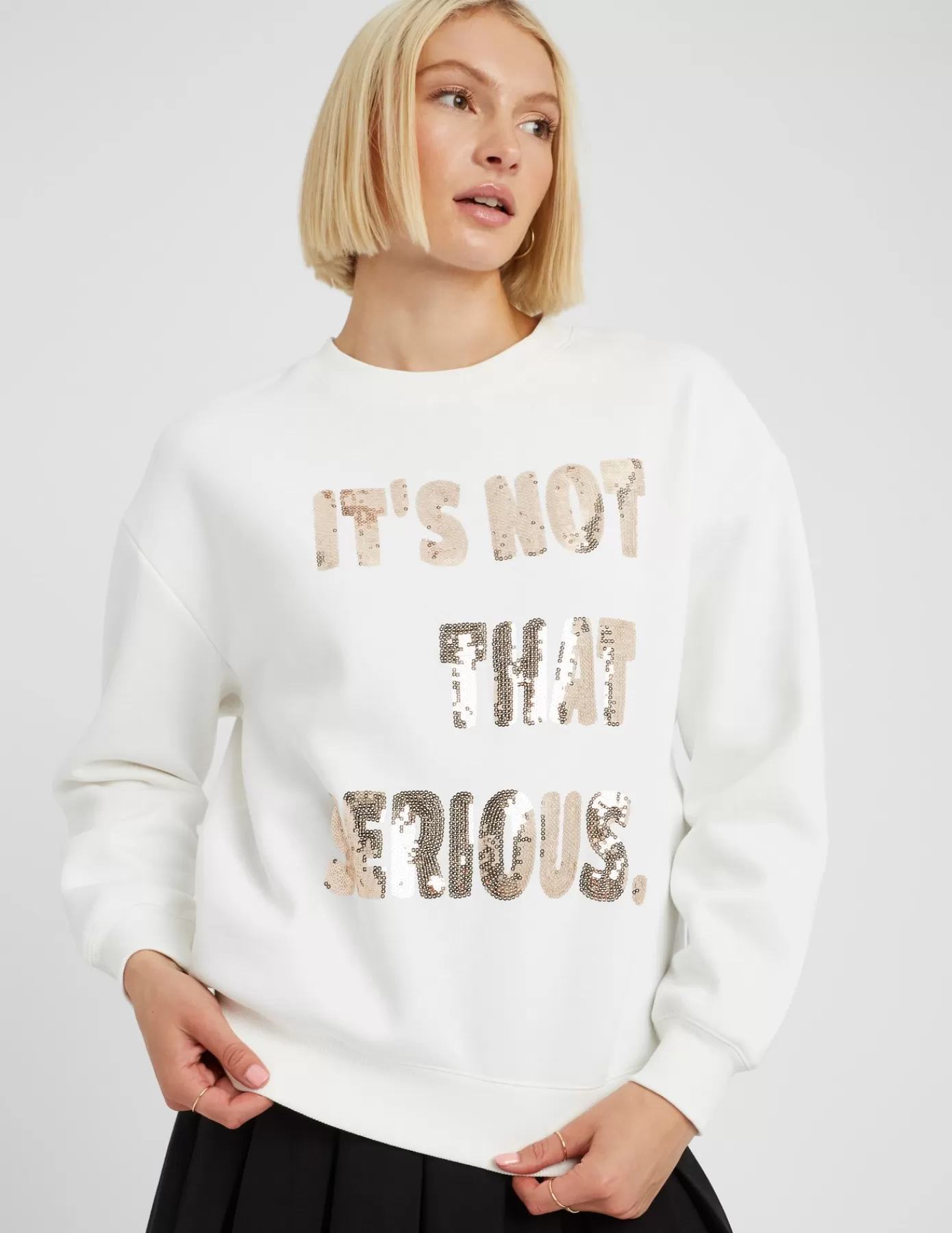 Sale BZB Sweat col rond à sequins Blancécru