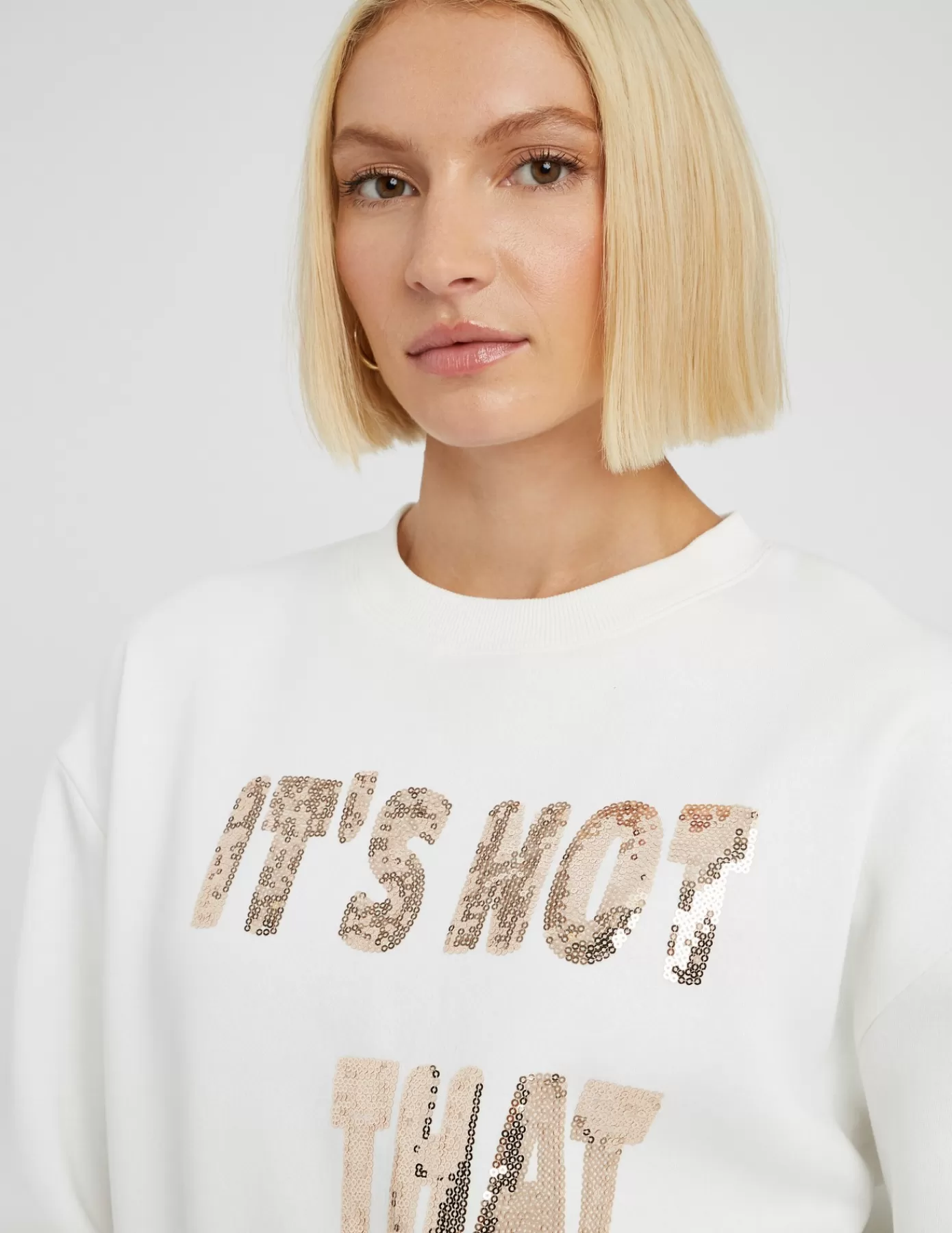 Sale BZB Sweat col rond à sequins Blancécru