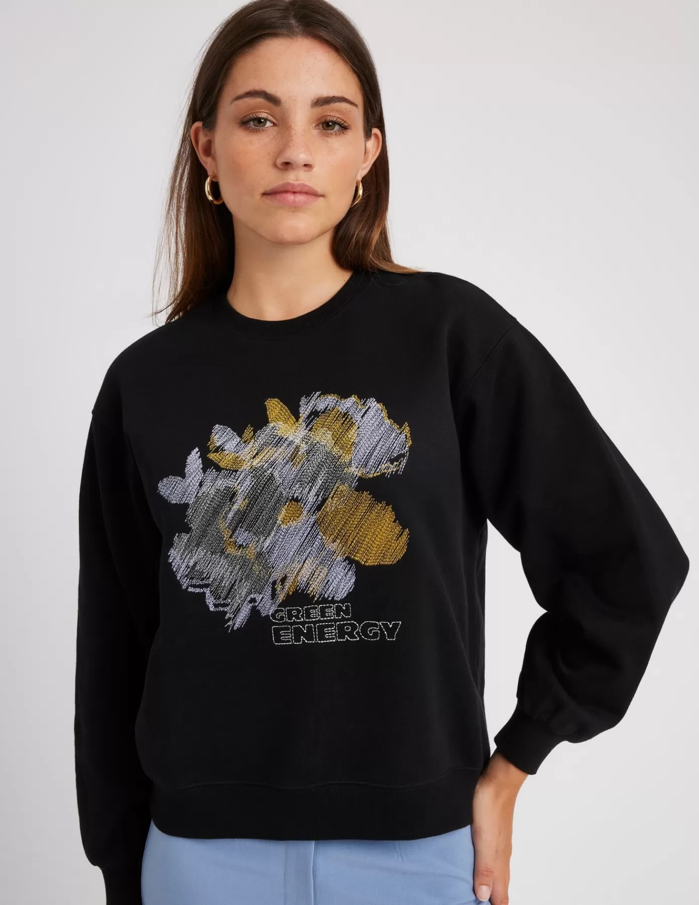 Cheap BZB Sweat col rond brodé Noir