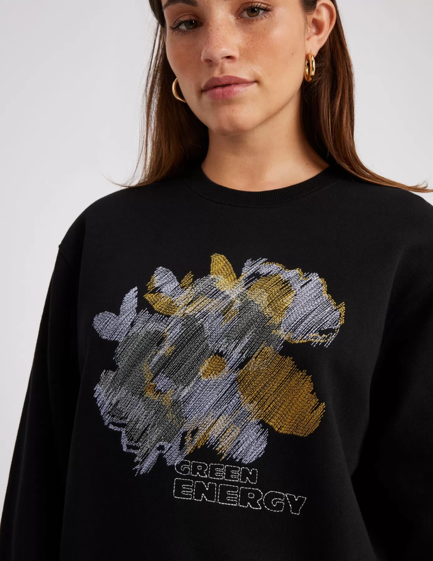 Cheap BZB Sweat col rond brodé Noir